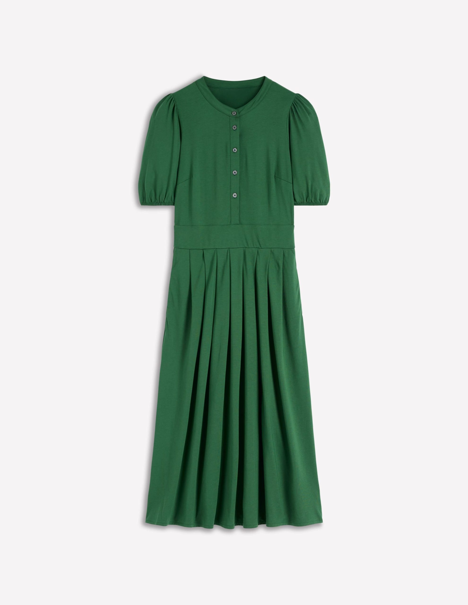 Amber Pleat Jersey Midi Dress-Hunter Green - Image 5