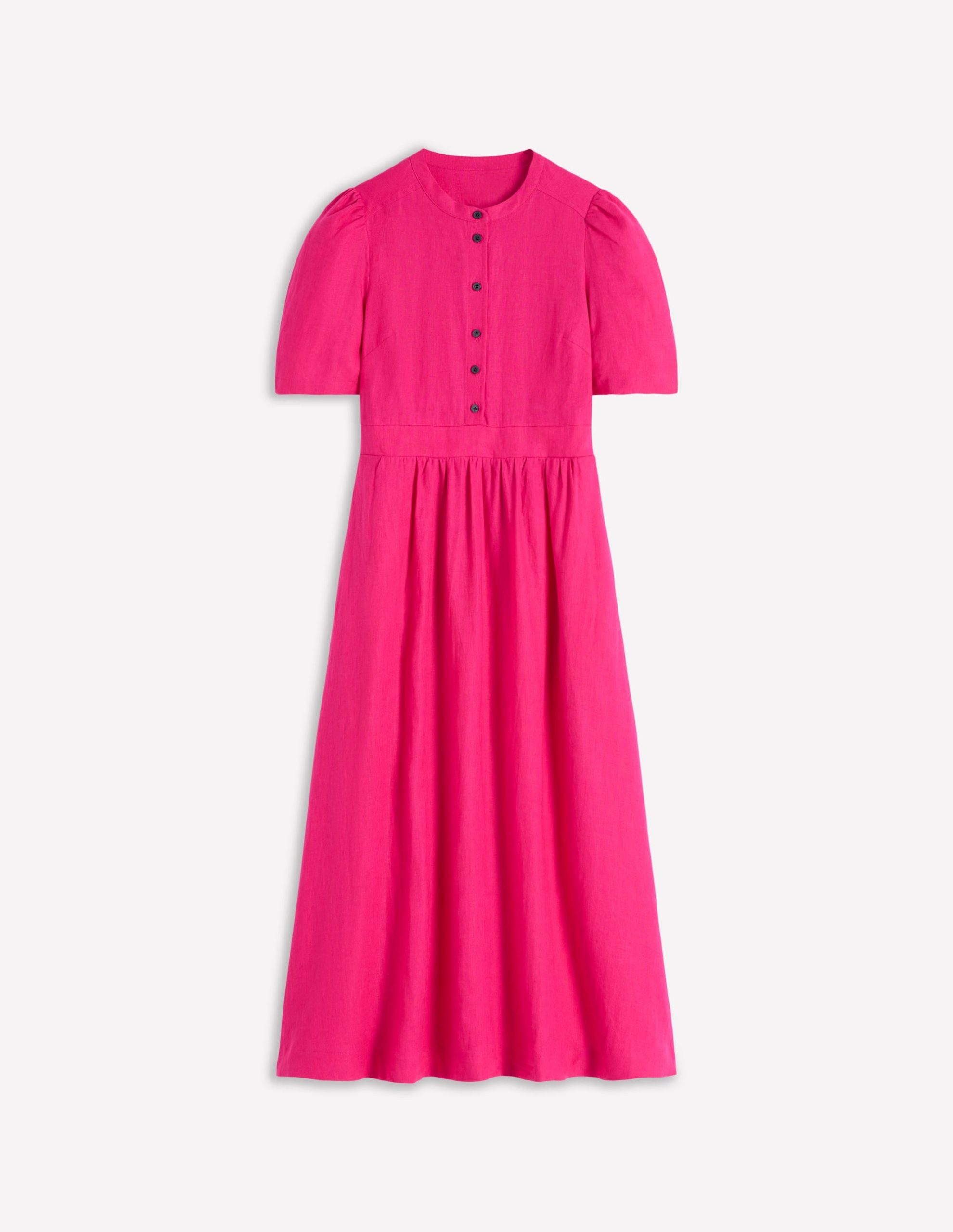 Ivy Button Linen Midi Dress-Pink Peony - Image 5