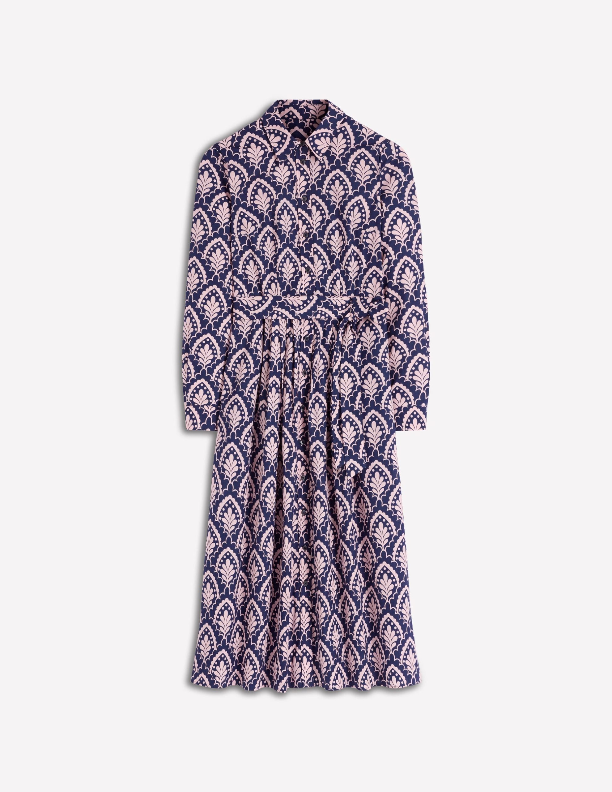 Alexa Cotton Midi Shirt Dress-Navy Petal Terrace - Image 5