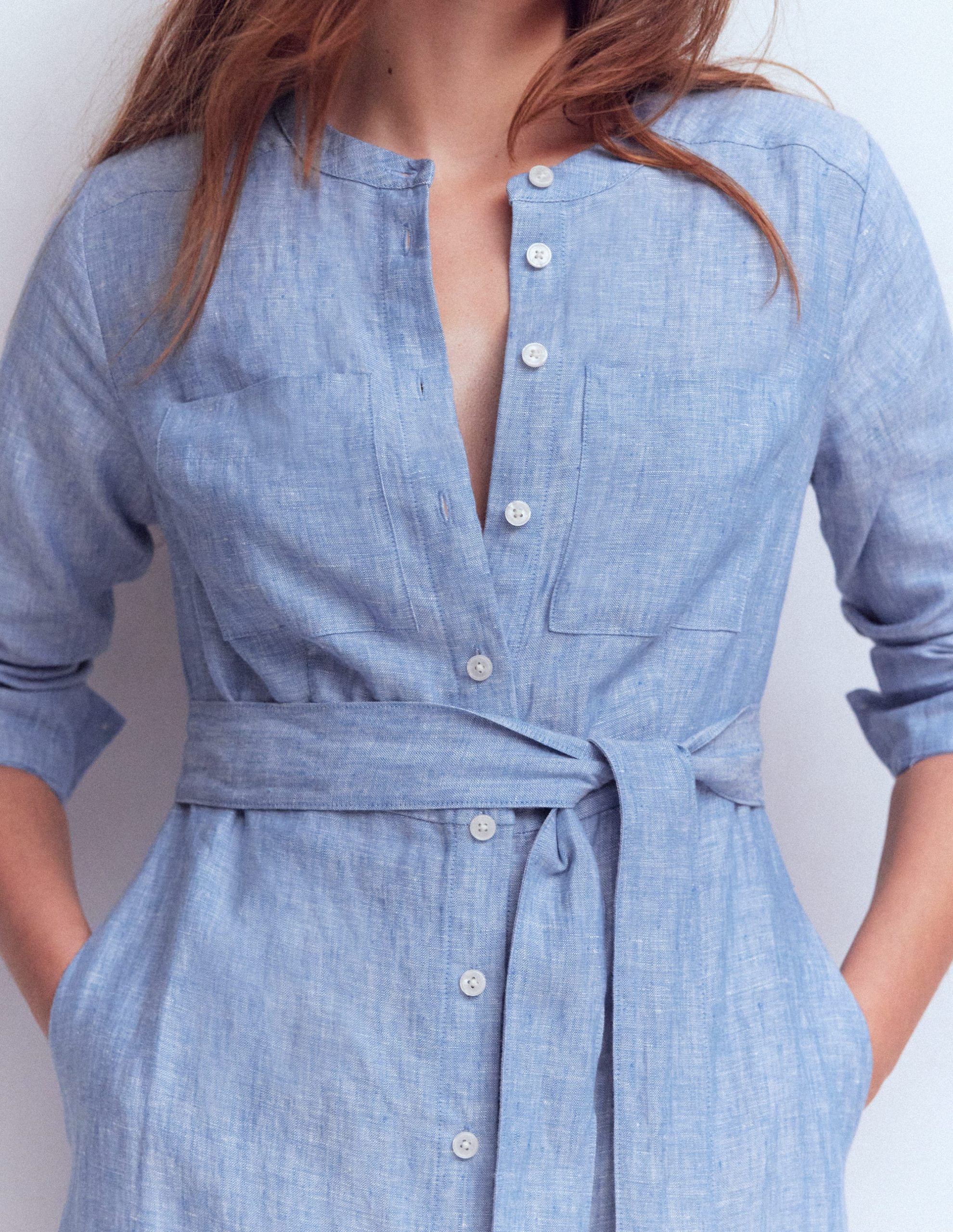Mollie Linen Midi Dress-Chambray - Image 2