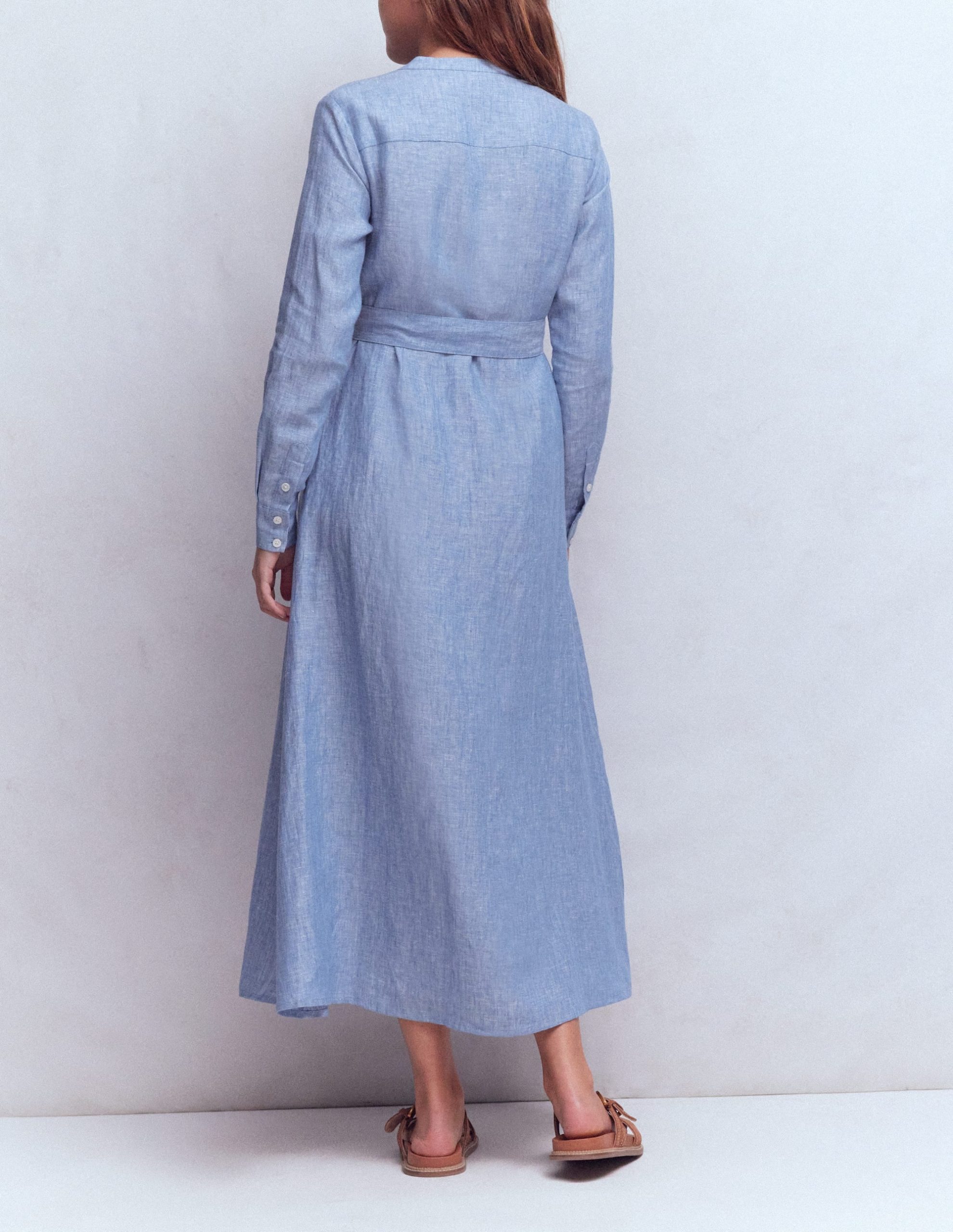 Mollie Linen Midi Dress-Chambray - Image 3