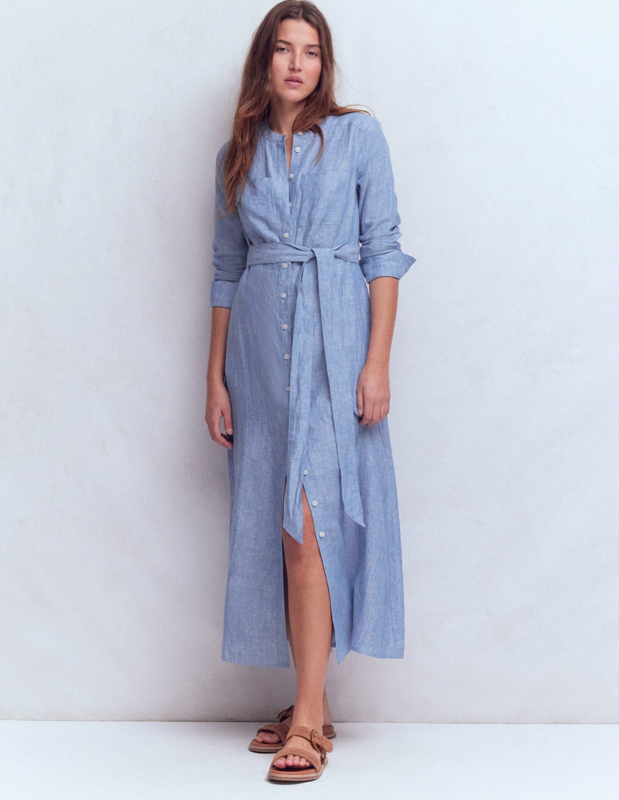 Mollie Linen Midi Dress-Chambray - Image 4