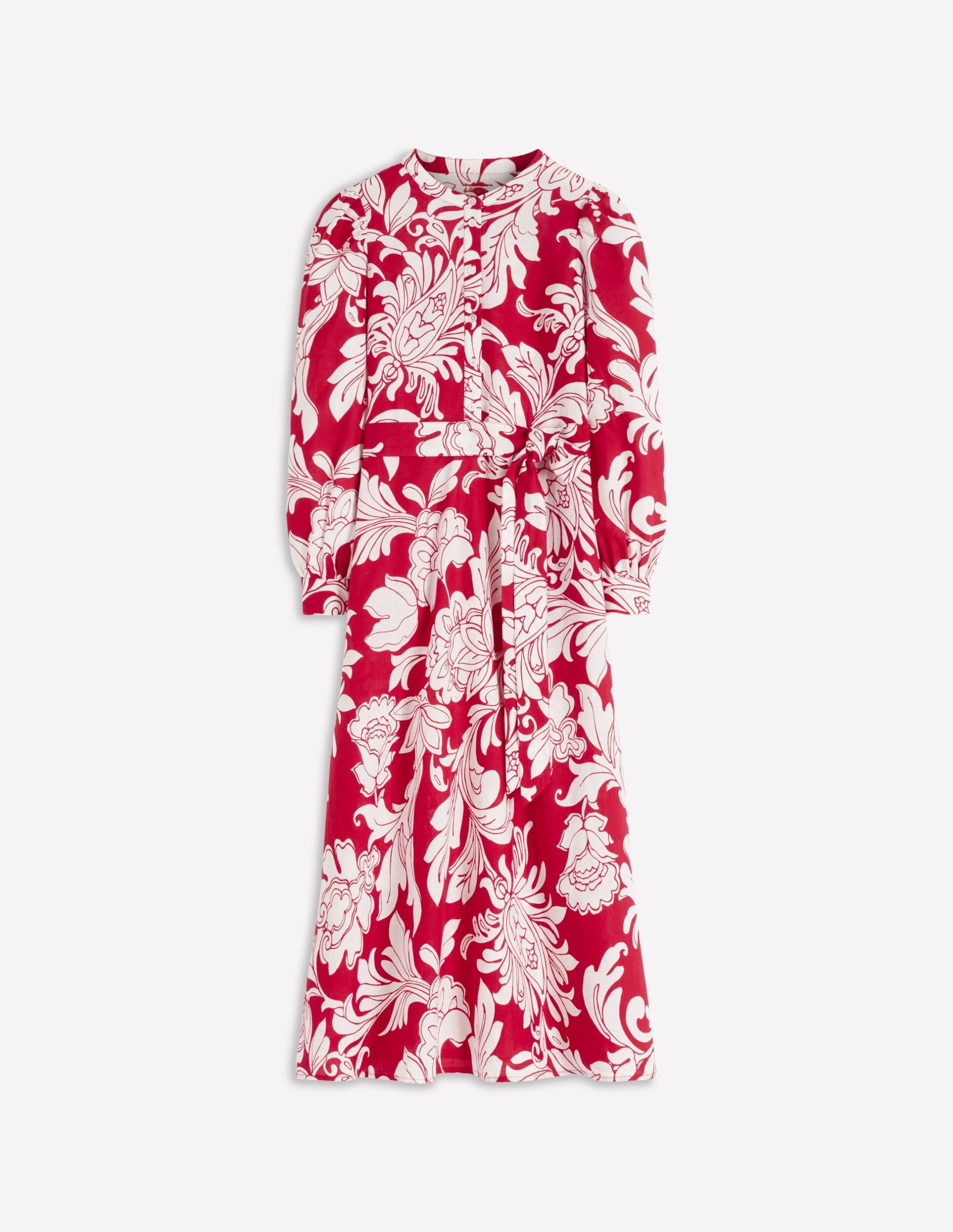 Ava Linen Blend Midi Dress-Salsa. Botanical Flourish - Image 5