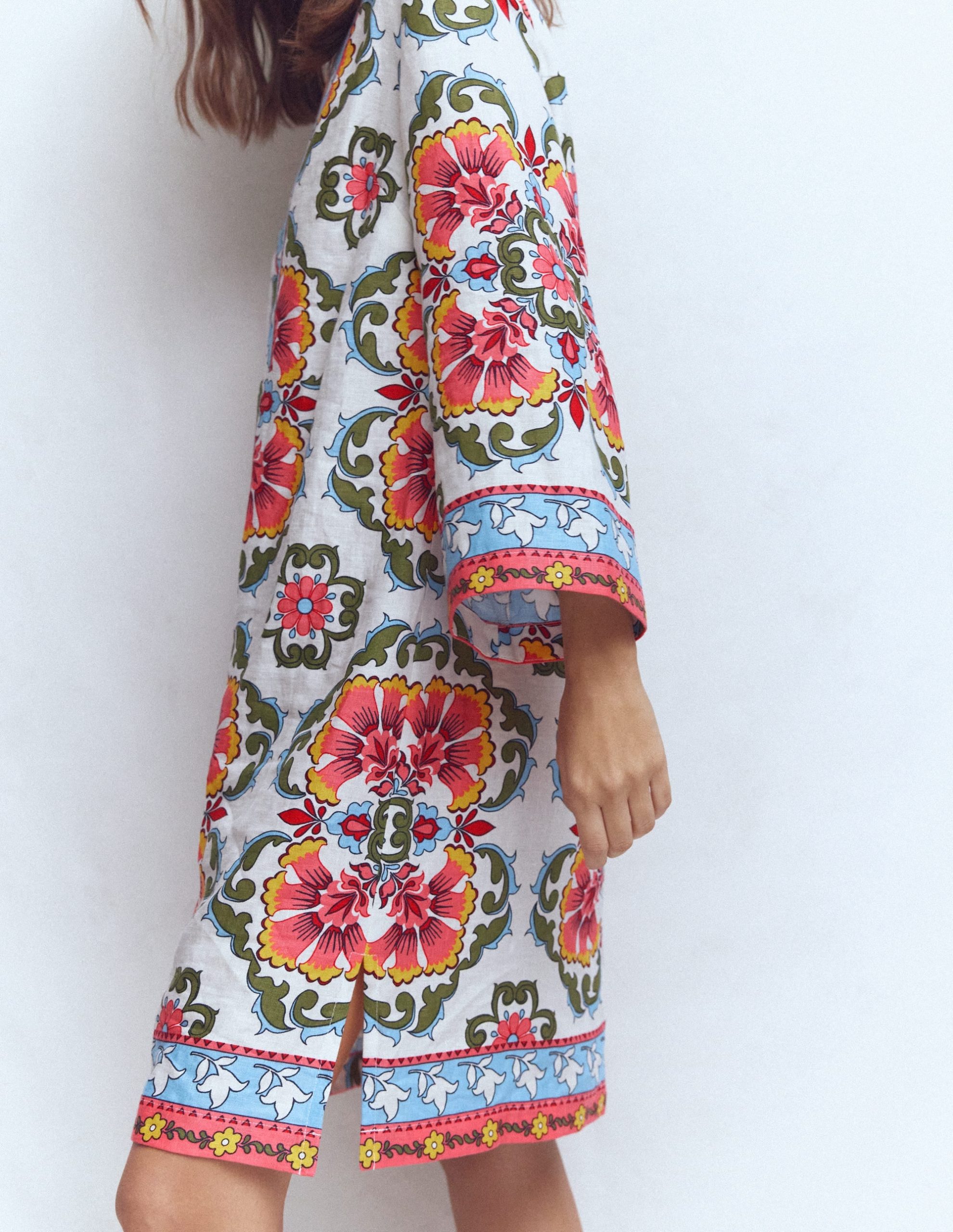 Carmen Linen Short Dress-Multi. Ornamental Trellis - Image 2