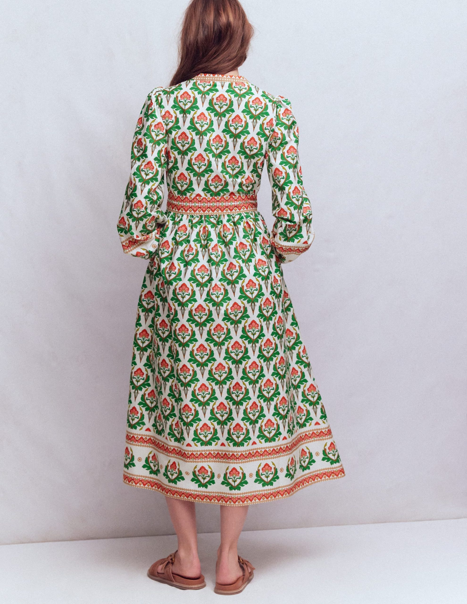 Cary Cotton Midi Dress-Multi. Ornamental Stamp - Image 3