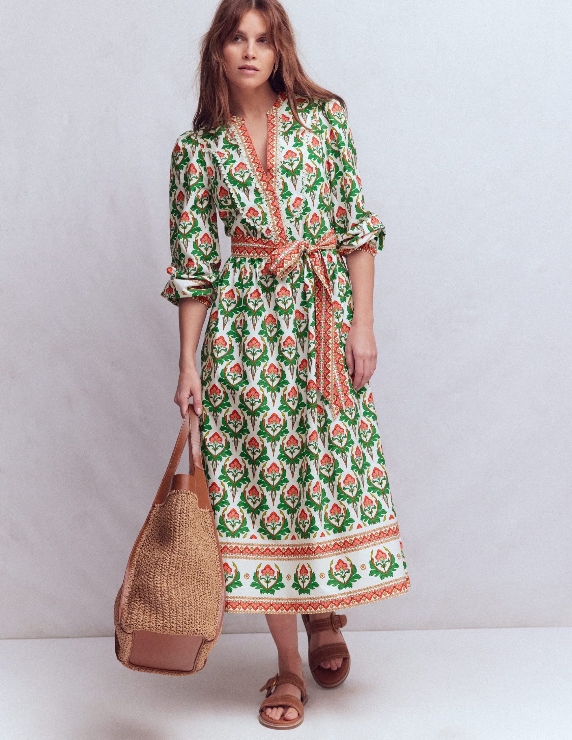 Cary Cotton Midi Dress-Multi. Ornamental Stamp - Image 4