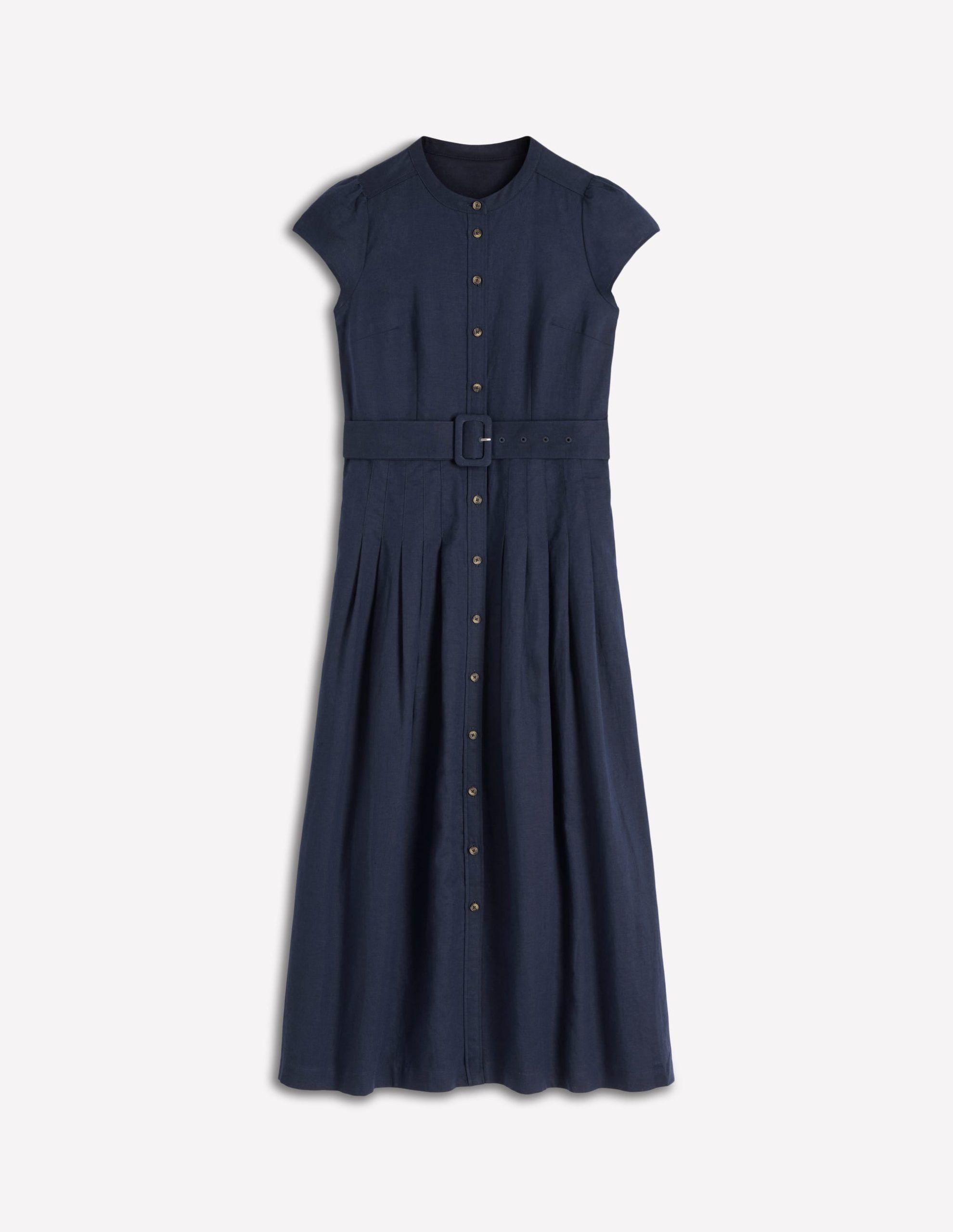 Arabella Linen Blend Dress-Navy - Image 5