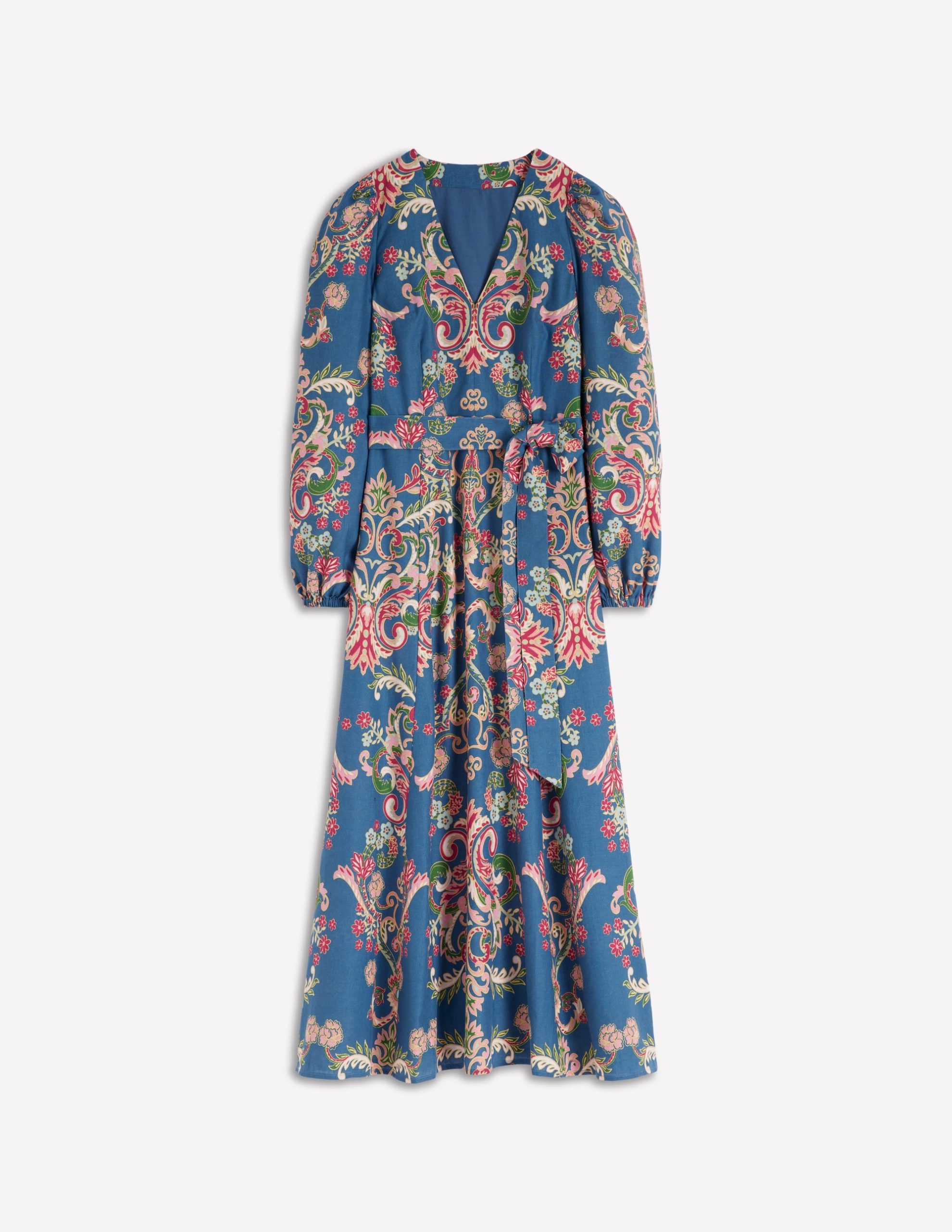 Florence Linen Blend Dress-Blue. Enchanting Bouquet - Image 6