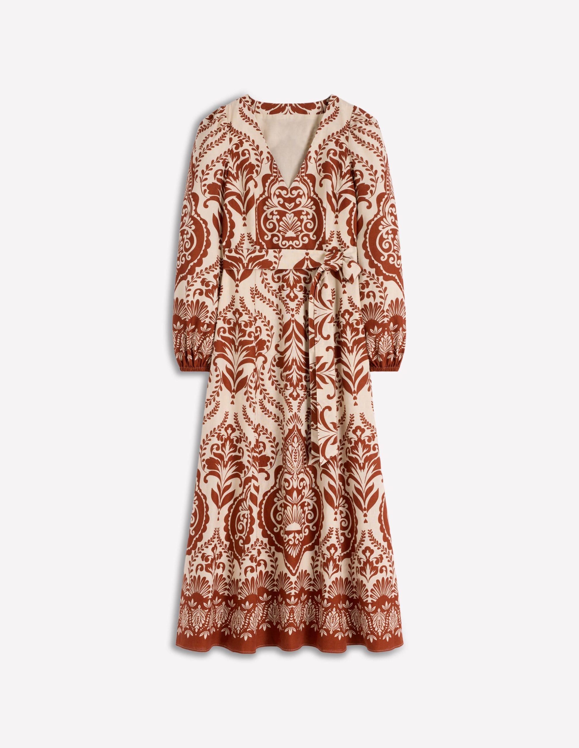 Florence Linen Blend Dress-Orange. Ornamental Garden - Image 7