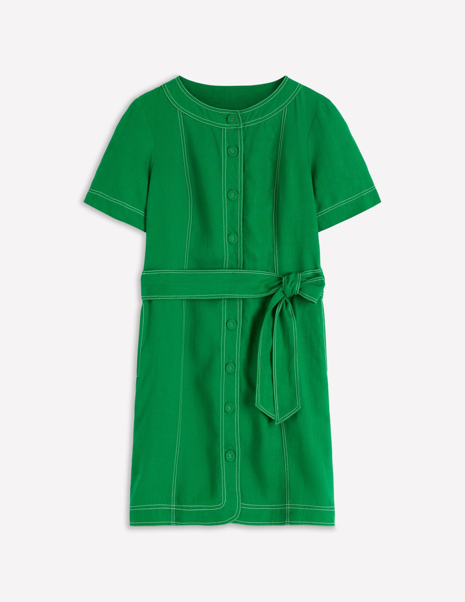Callie Linen Short Dress-Highland Green - Image 6