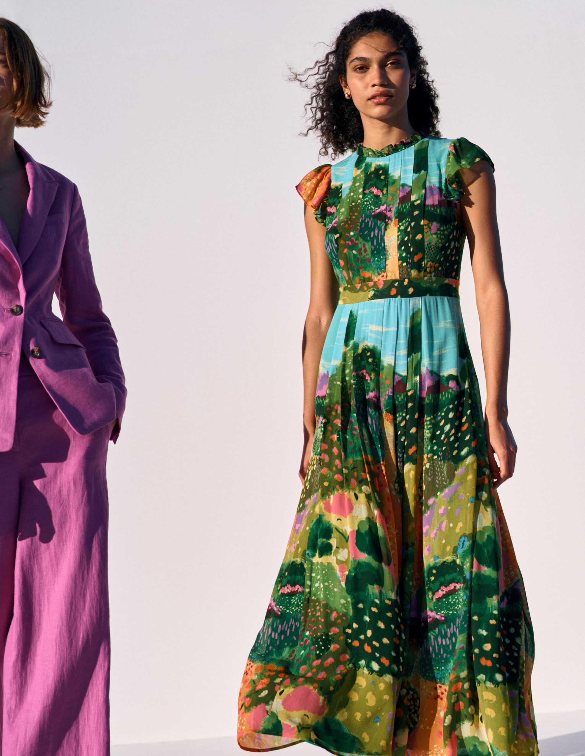 Pleat Ruffle Maxi Dress-Multi. Garden Path - Image 7