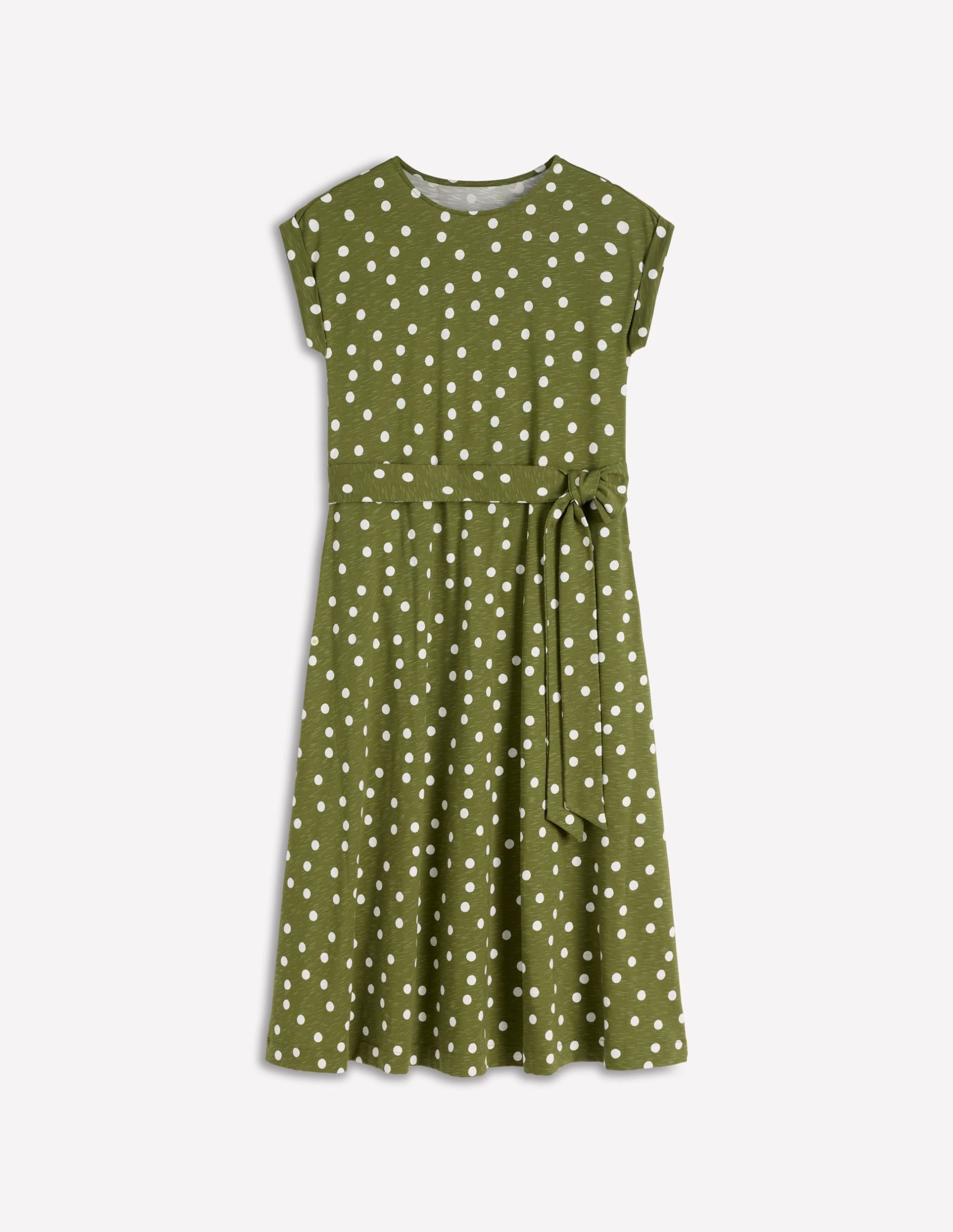 Eve Jersey Midi Dress-Olive. Painted Dot Spaced - Image 6