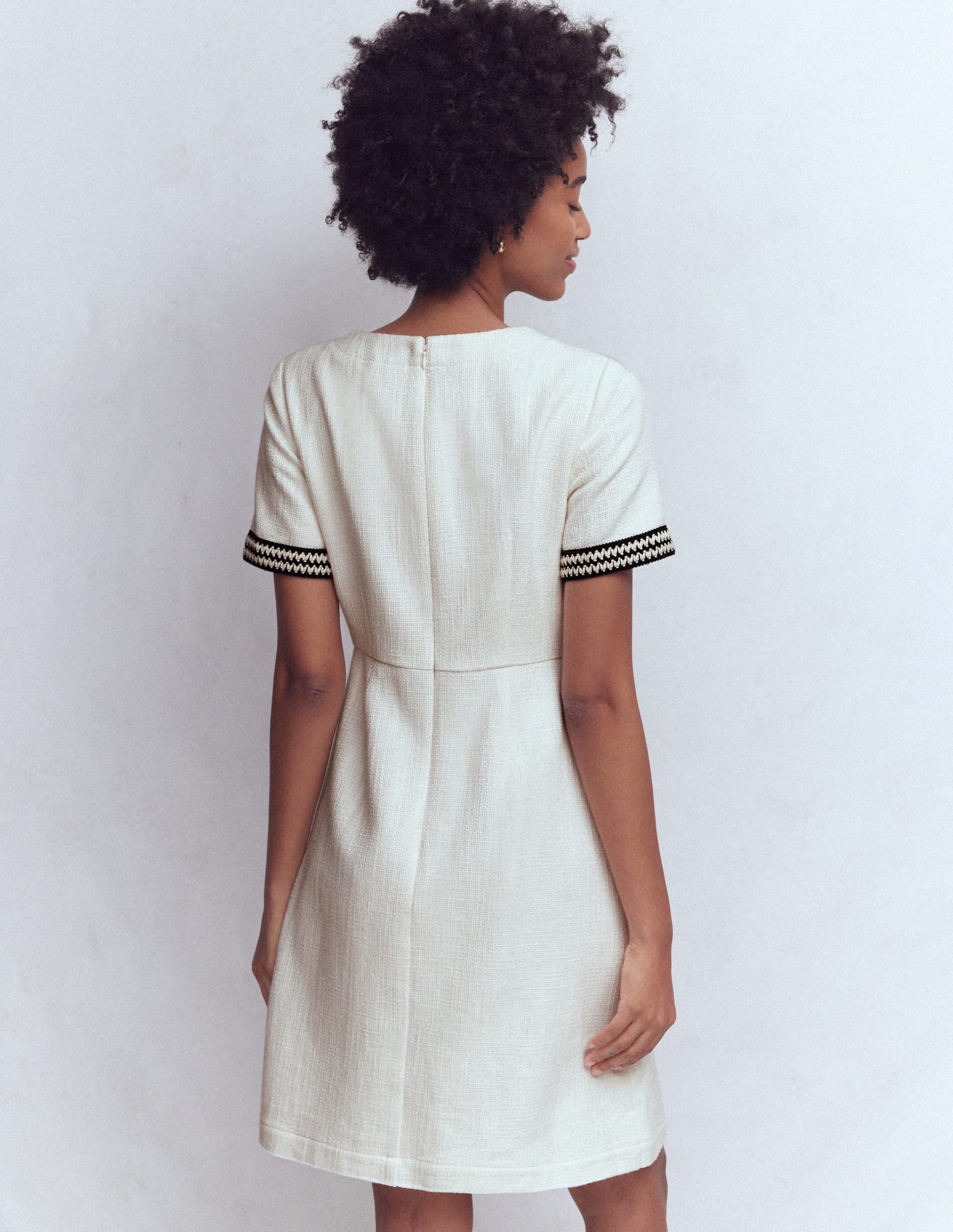 A-line Trim Short Dress-Ivory - Image 3