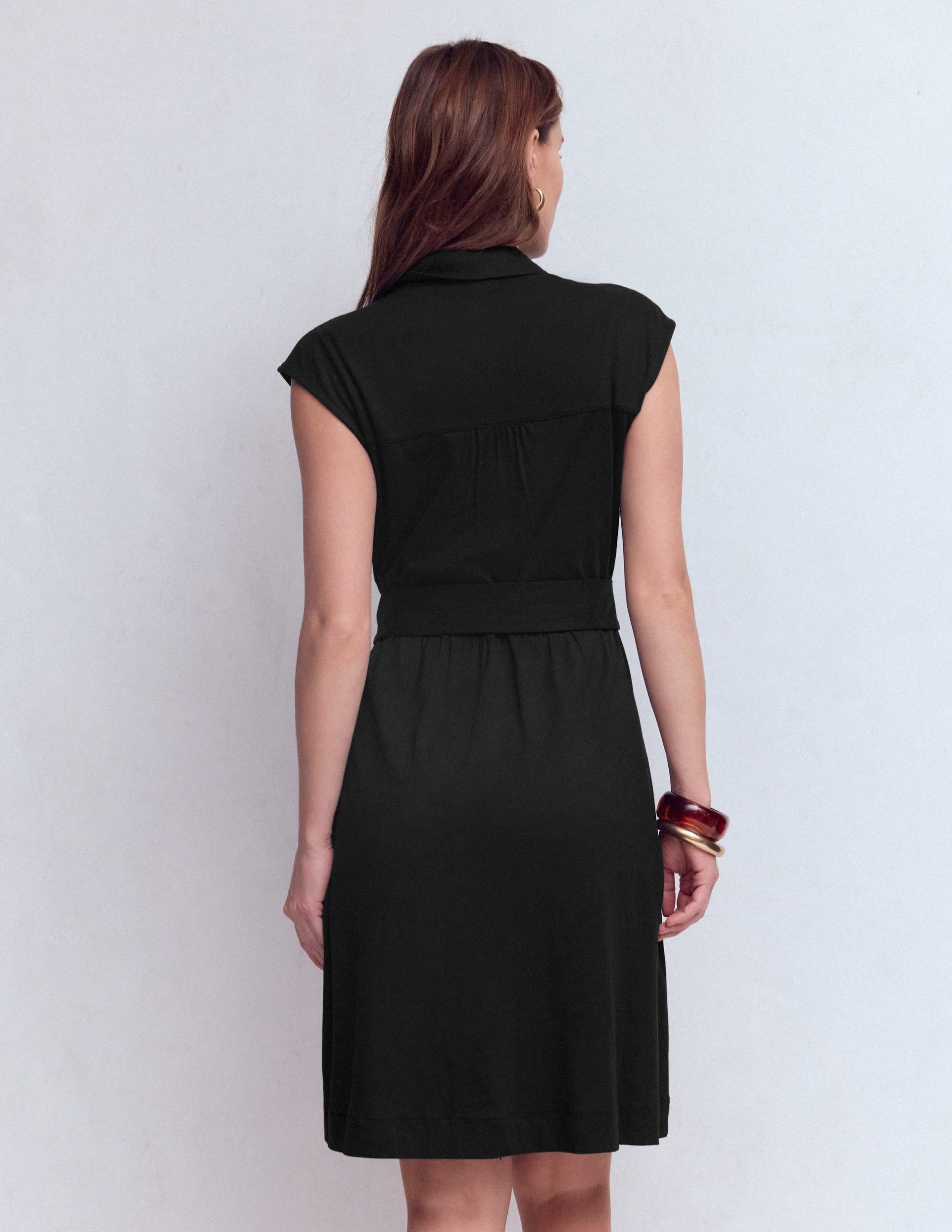 Honor Short Jersey Shirt Dress-Black - Image 3