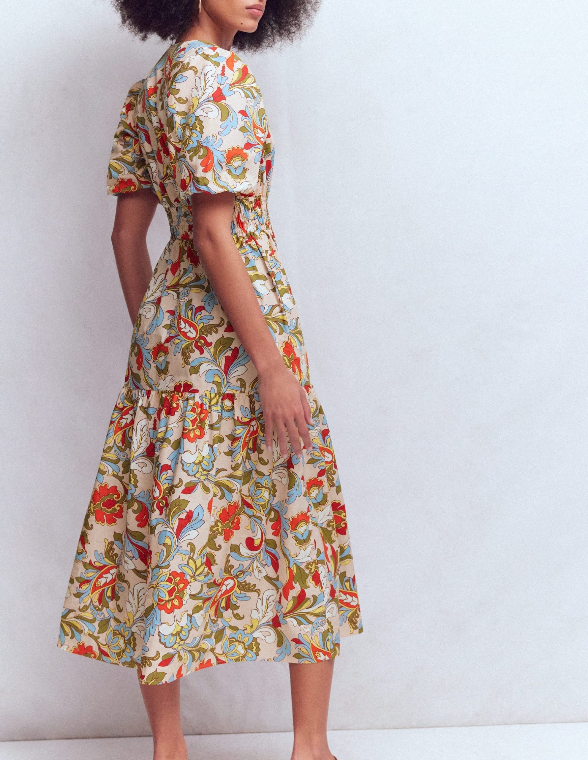 Irene Puff Sleeve Cotton Dress-Multi. Botanical Flourish - Image 4