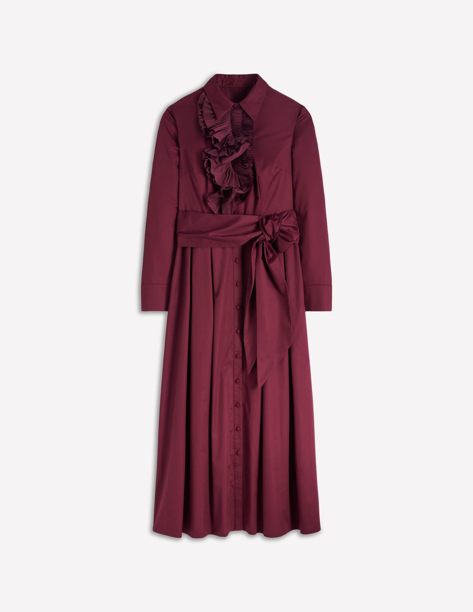 Pleated Ruffle Shirt Dress-Deep Wisteria - Image 5