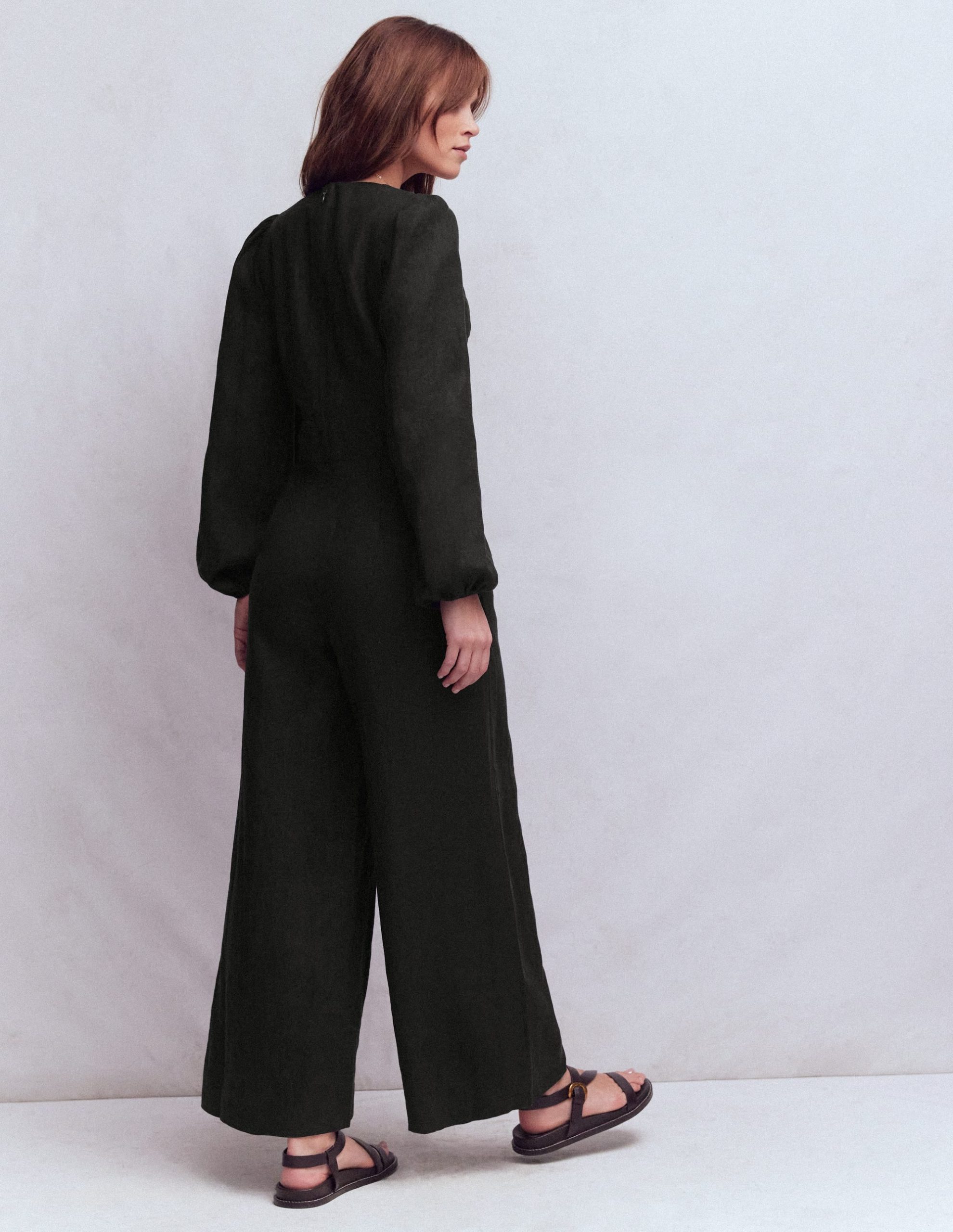 Lola Linen Jumpsuit-Black - Image 3