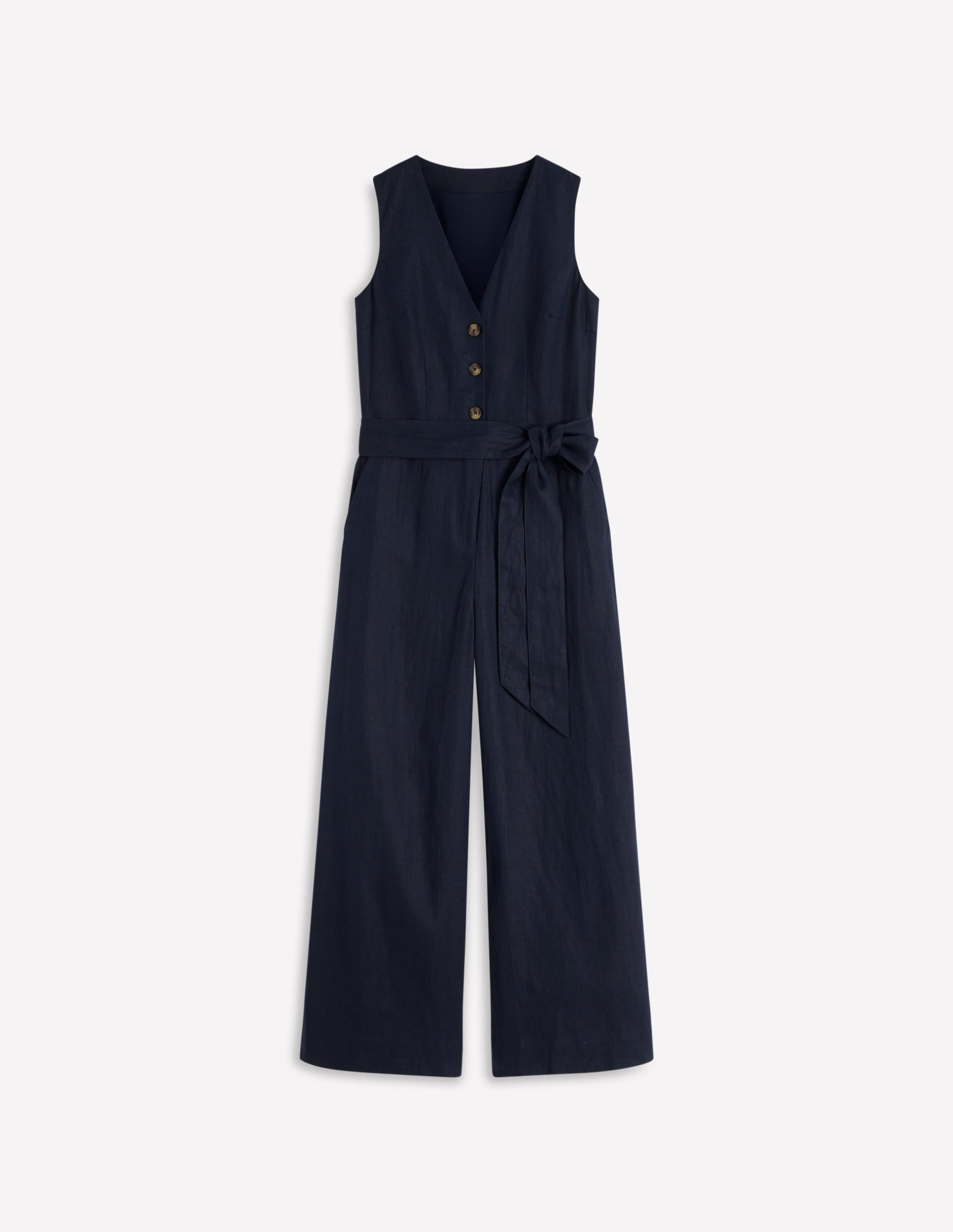Laura V-neck Linen Jumpsuit-Navy - Image 5