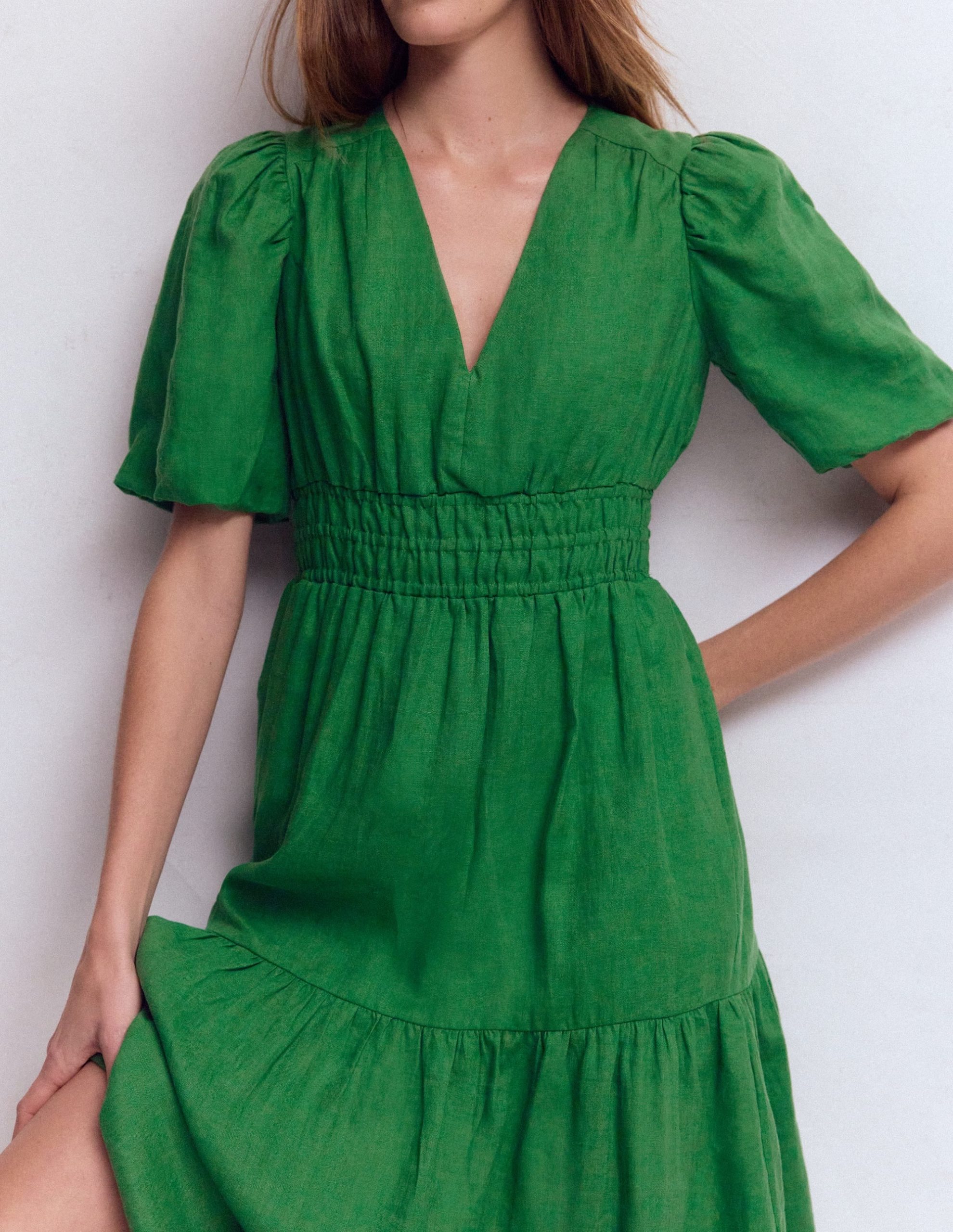 Irene Linen Midi Dress-Highland Green - Image 2
