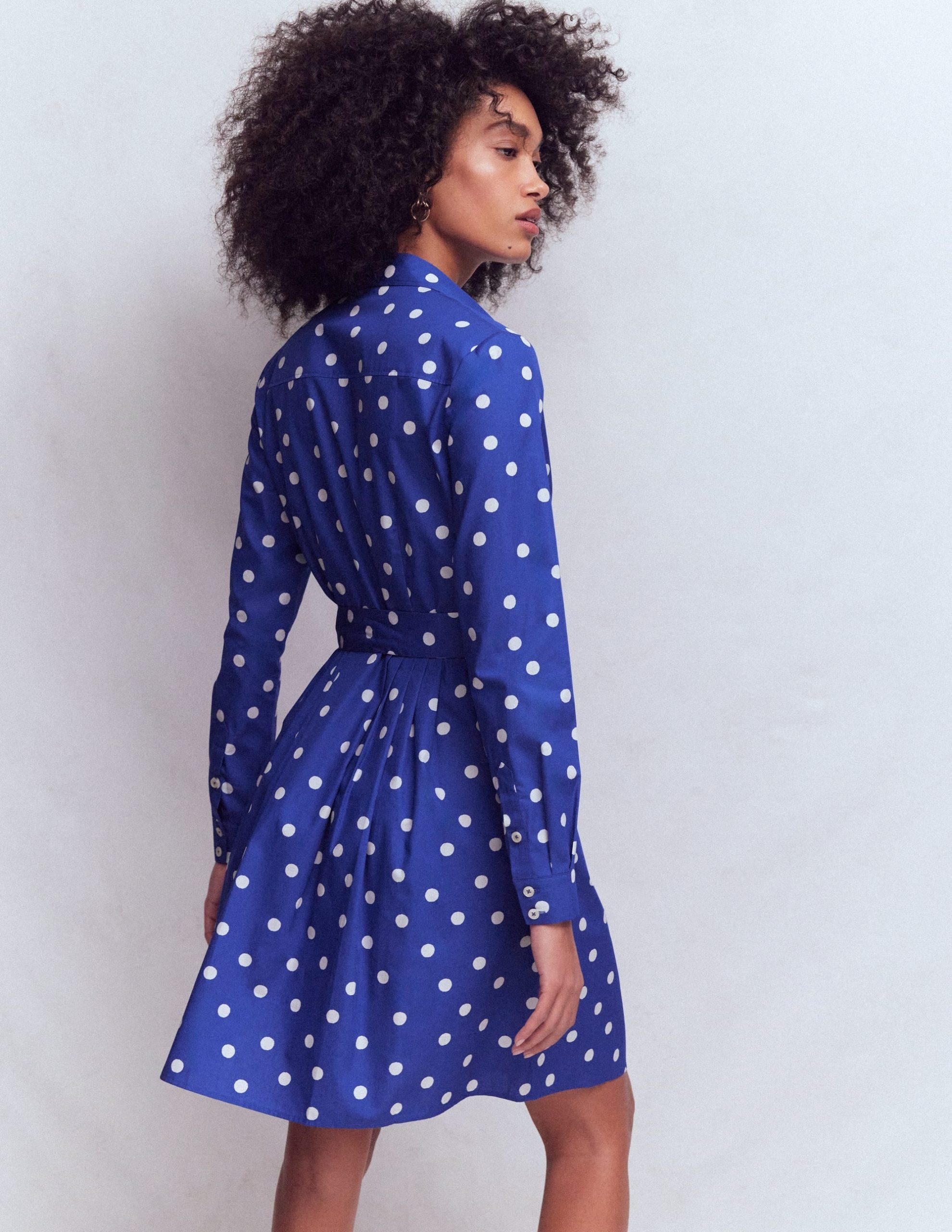 Alexa Long Sleeve Short Dress-Bright Blue. Painted Dot - Image 3