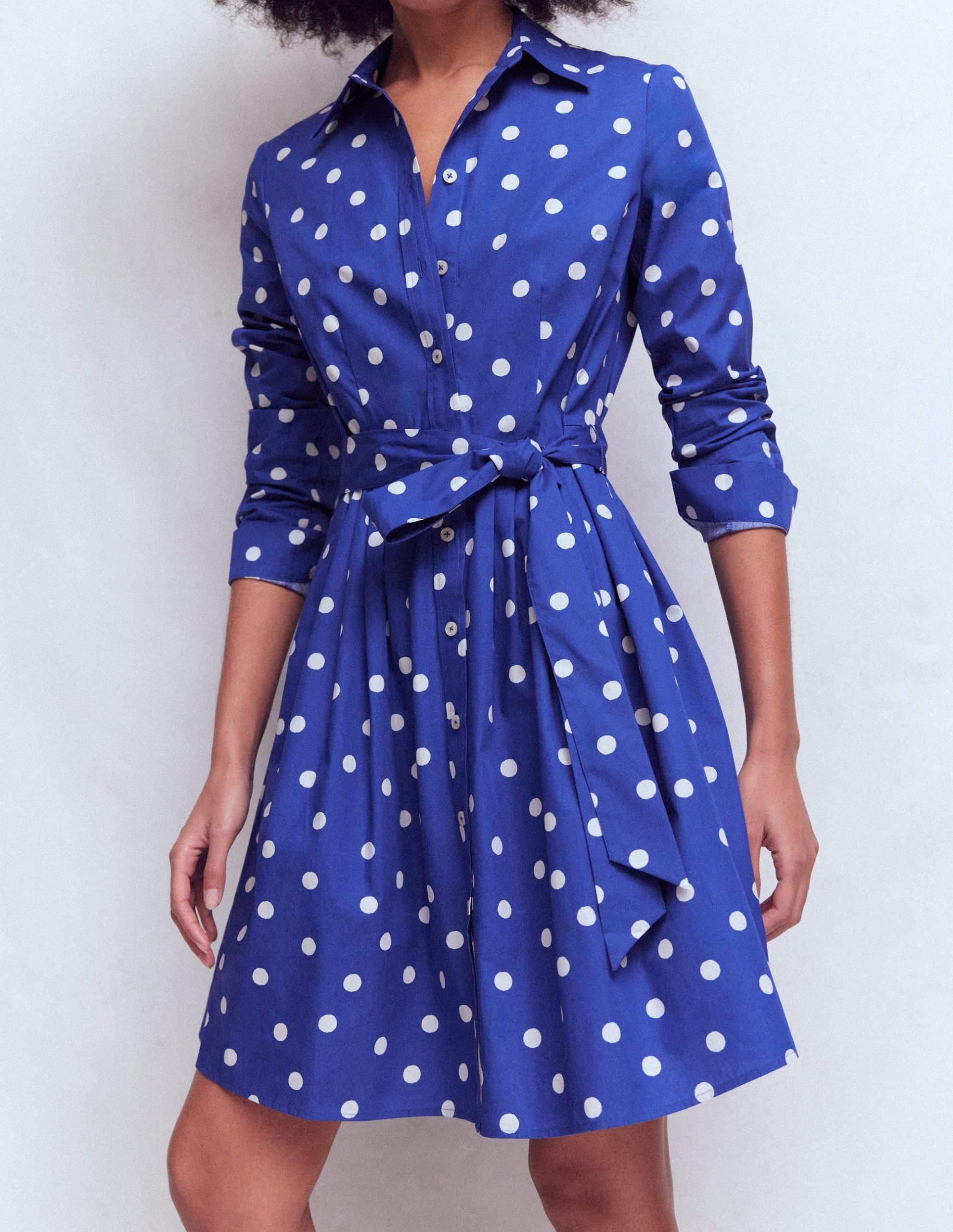 Alexa Long Sleeve Short Dress-Bright Blue. Painted Dot - Image 4