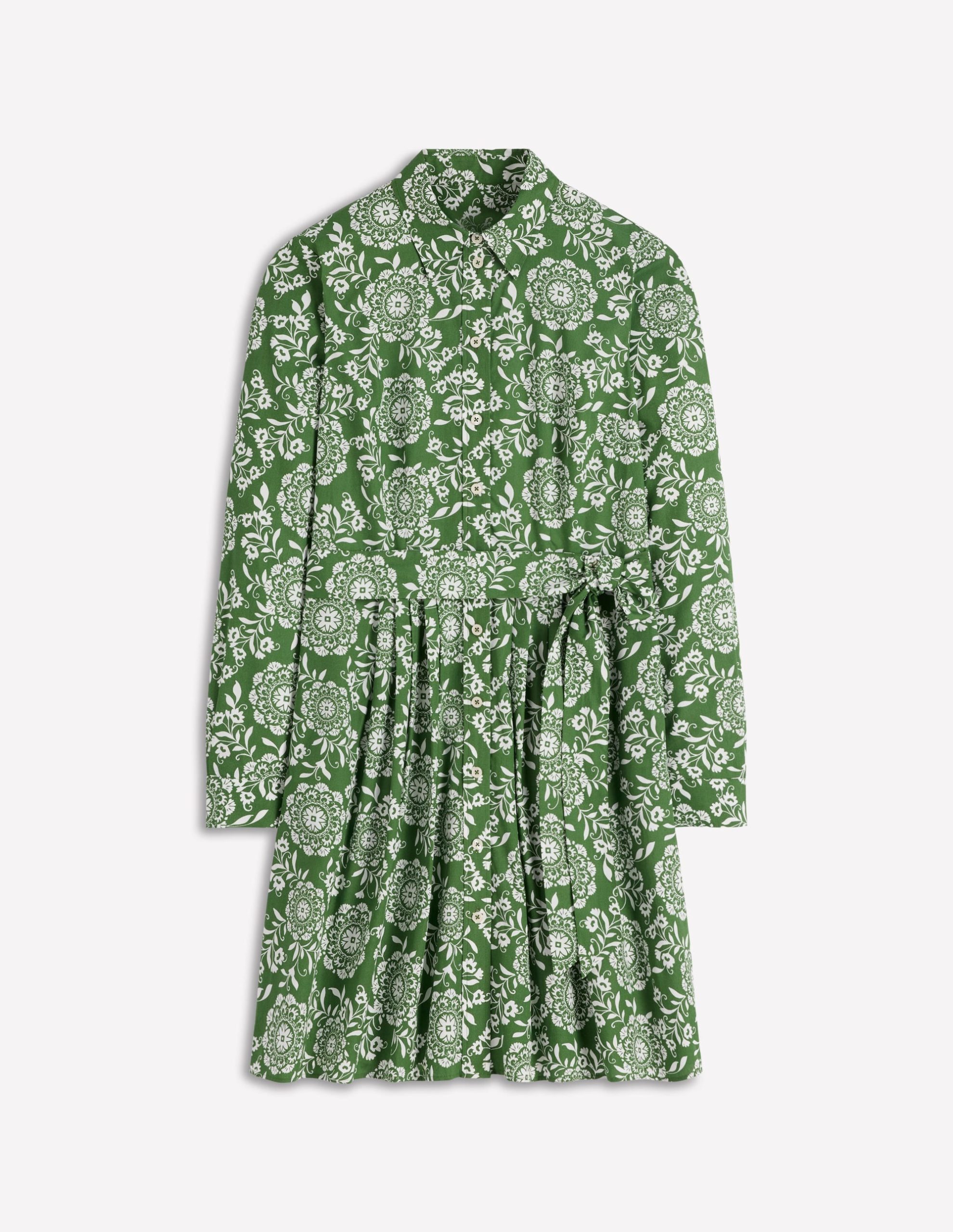 Alexa Long Sleeve Short Dress-Green. Decorative Blossom - Image 7