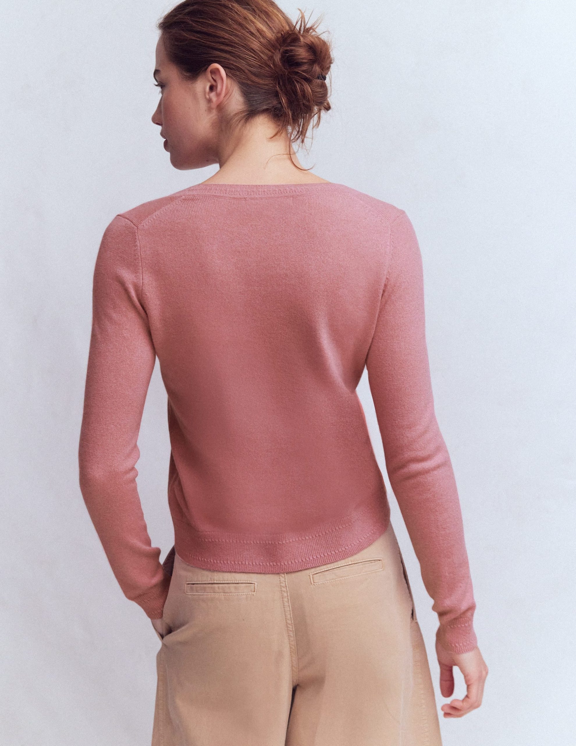 Eva Cashmere V-Neck Sweater-Camelia Pink - Image 3