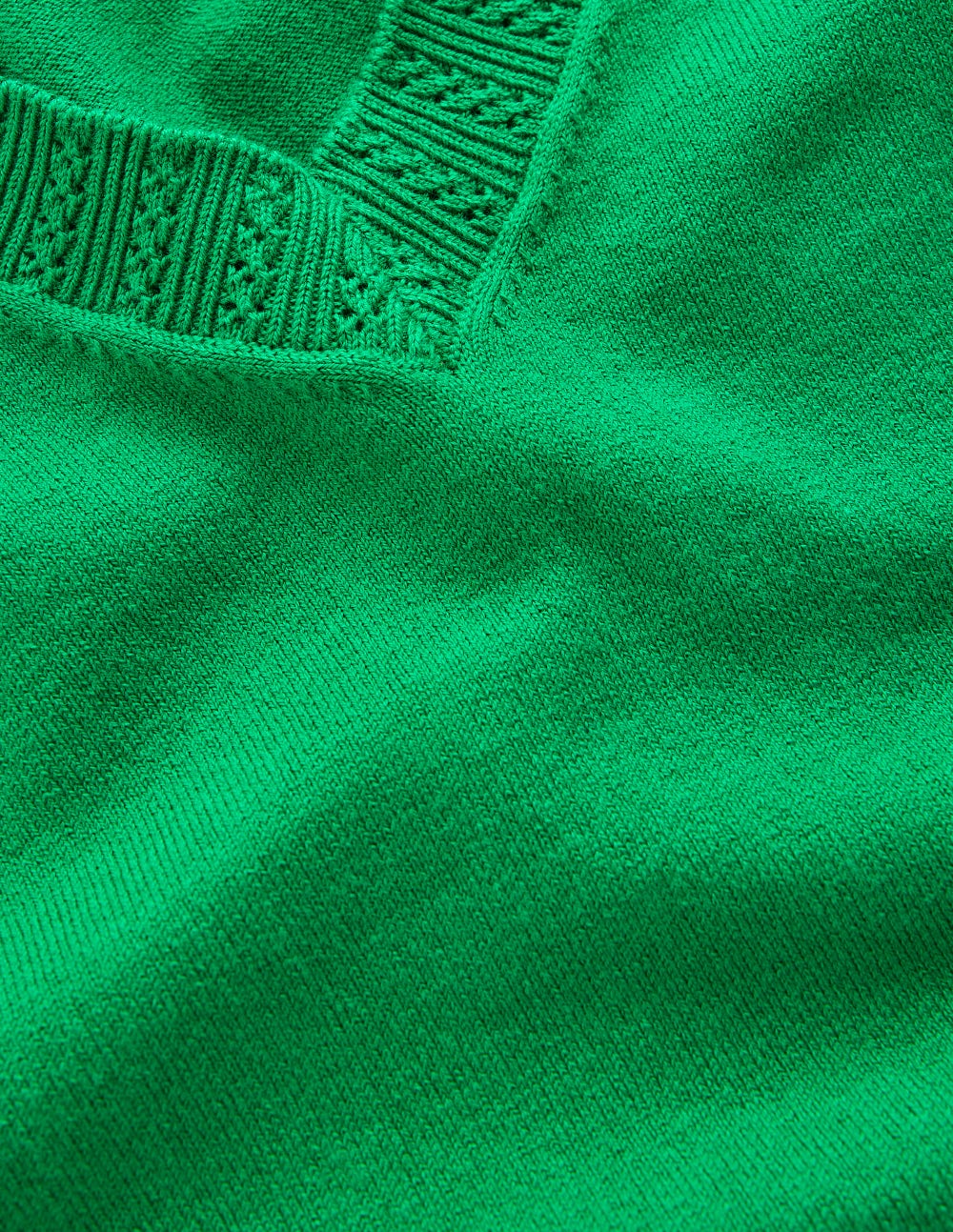 Emilia Cotton V Neck Sweater-Rich Emerald - Image 6