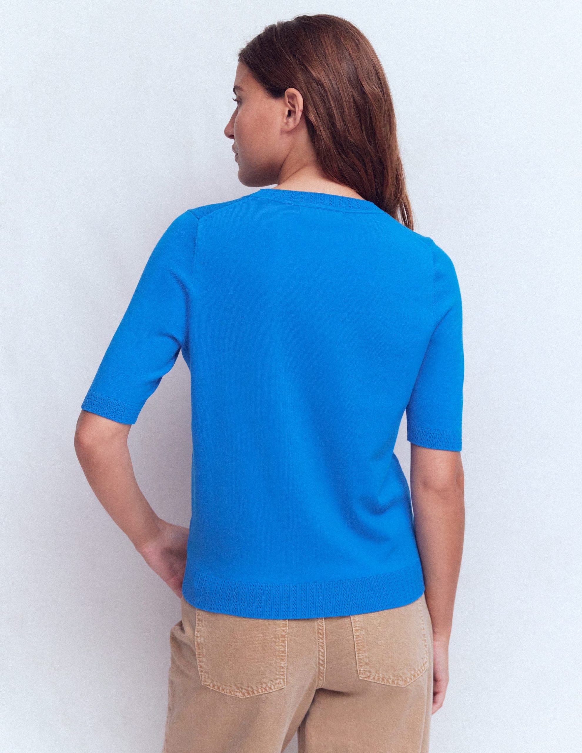 Emilia Cotton Crew T-shirt-Kingfisher Blue - Image 3