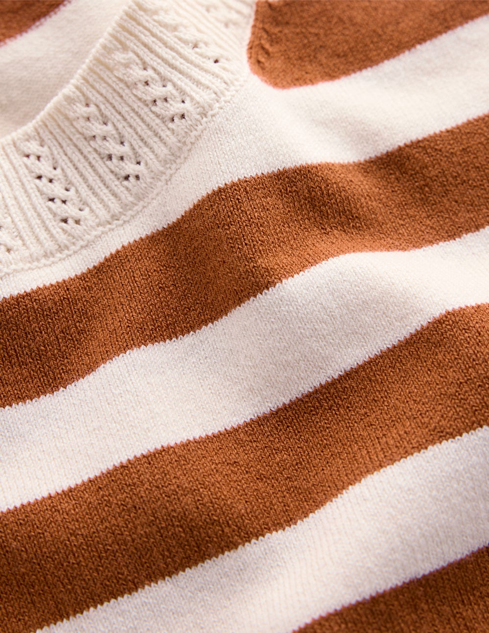 Emilia Cotton Crew T-shirt-Cognac/ Warm Ivory - Image 7