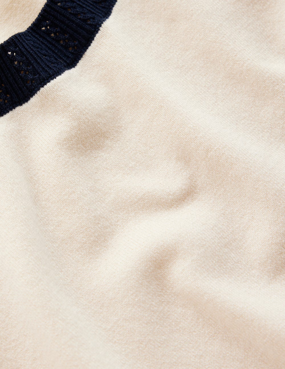 Emilia Cotton Crew T-shirt-Warm Ivory. Navy - Image 6
