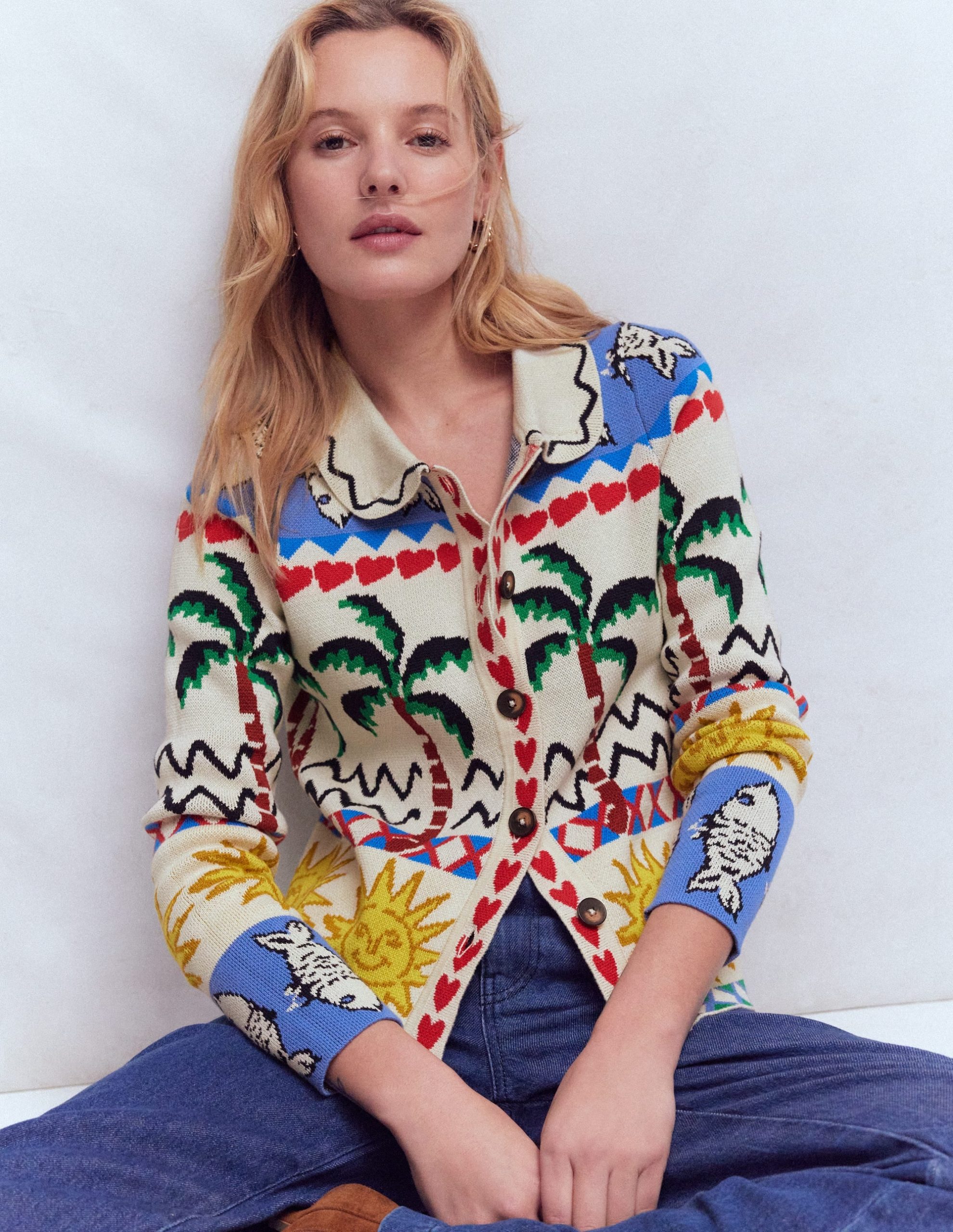 Jacquard Knitted Shacket-Warm Ivory. Novelty