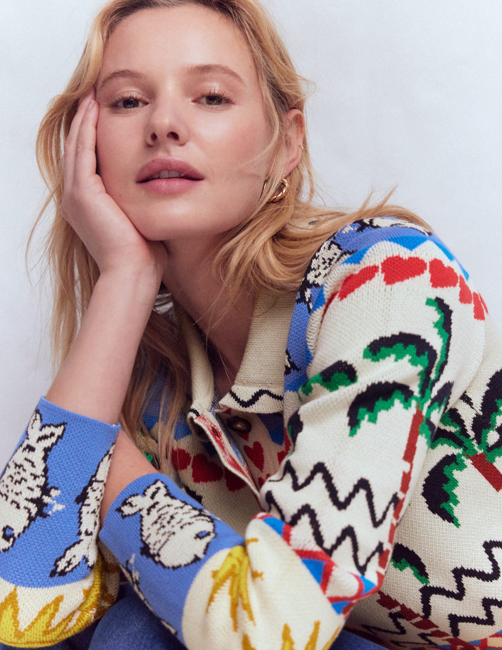 Jacquard Knitted Shacket-Warm Ivory. Novelty - Image 2