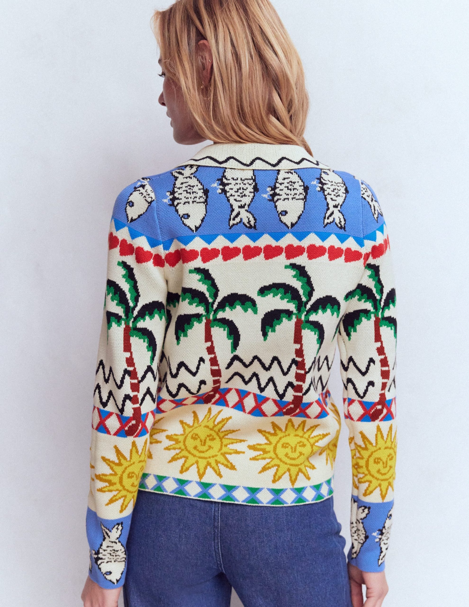 Jacquard Knitted Shacket-Warm Ivory. Novelty - Image 3