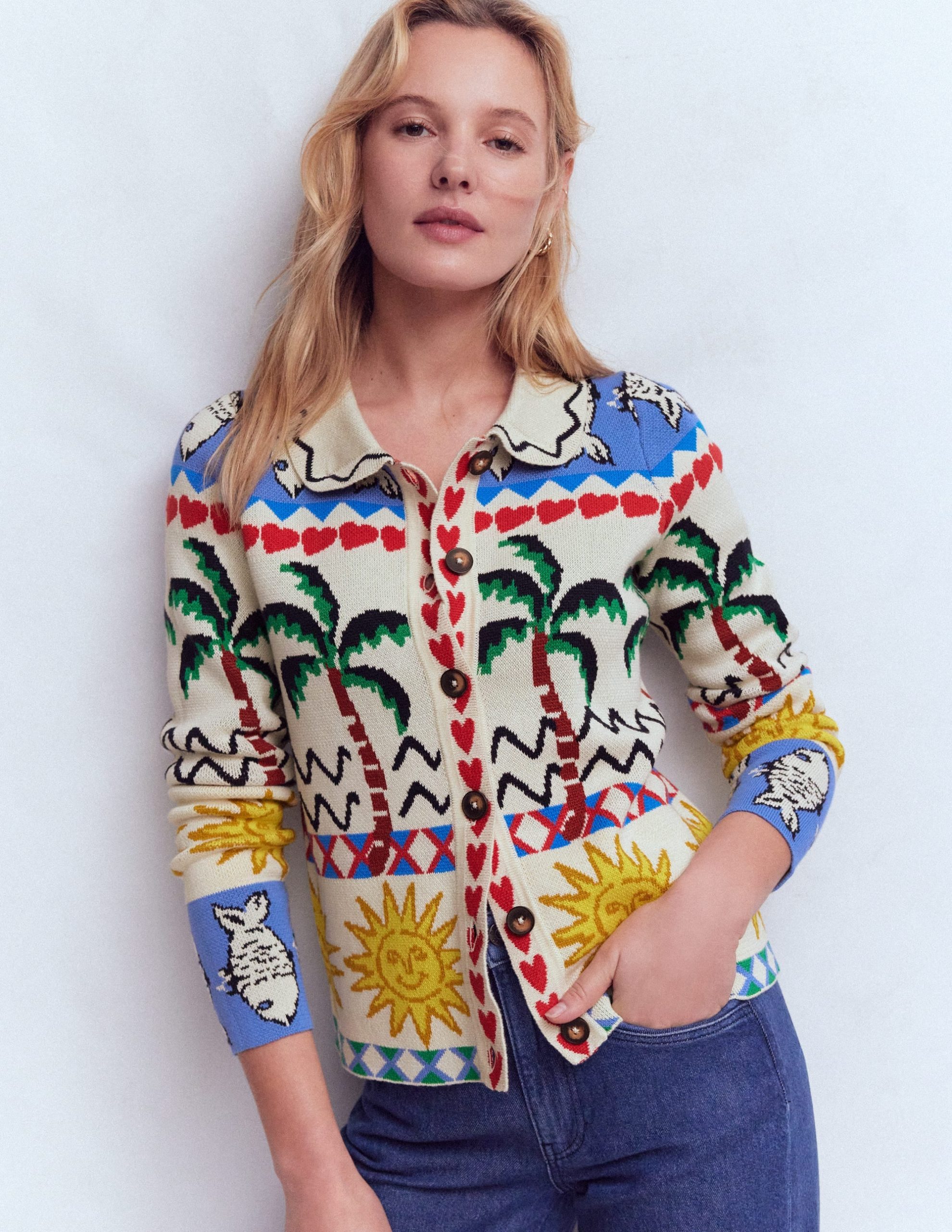 Jacquard Knitted Shacket-Warm Ivory. Novelty - Image 4