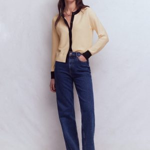 Grace Colour Block Cardigan-Warm Ivory