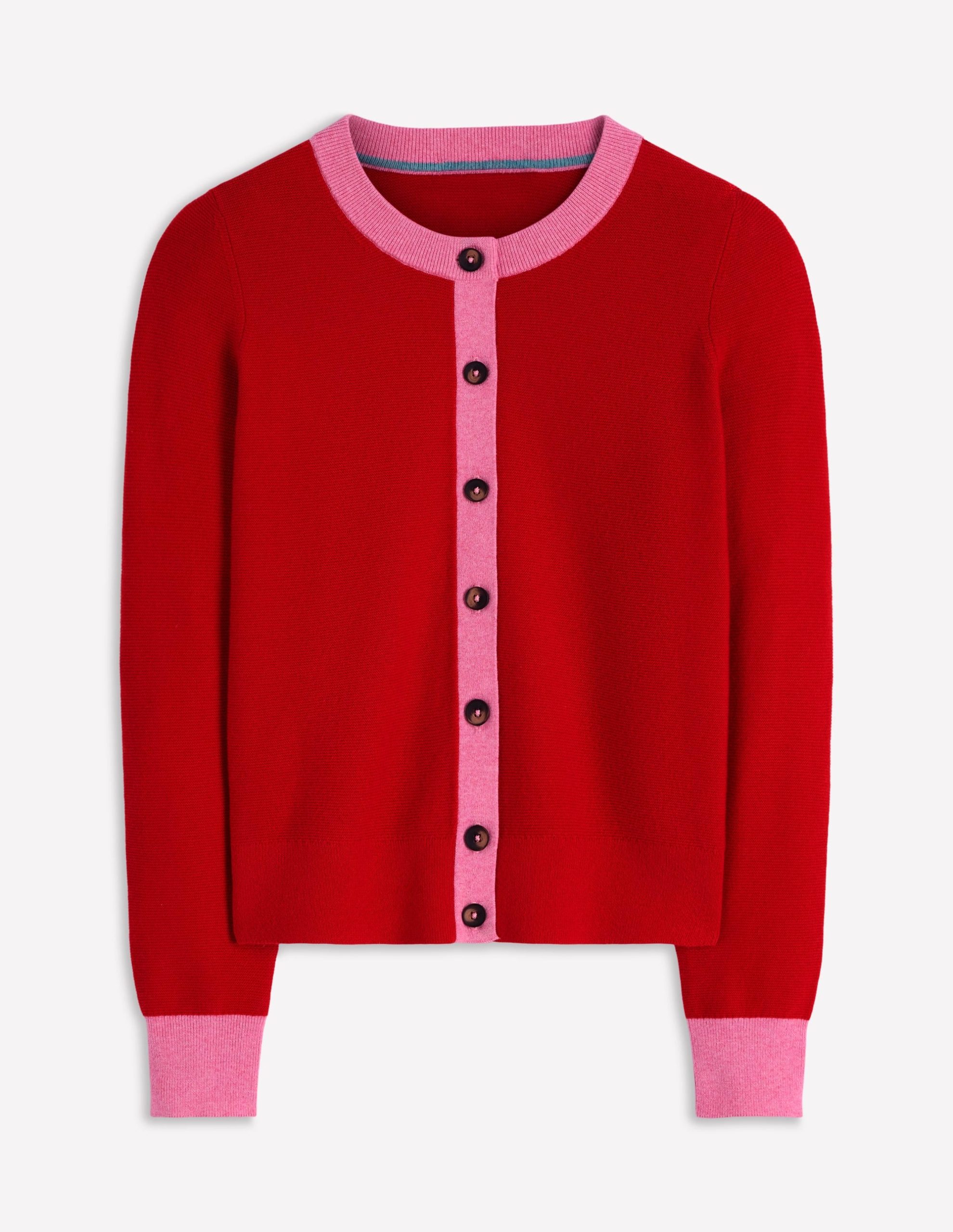 Grace Colour Block Cardigan-Bright Cherry - Image 6