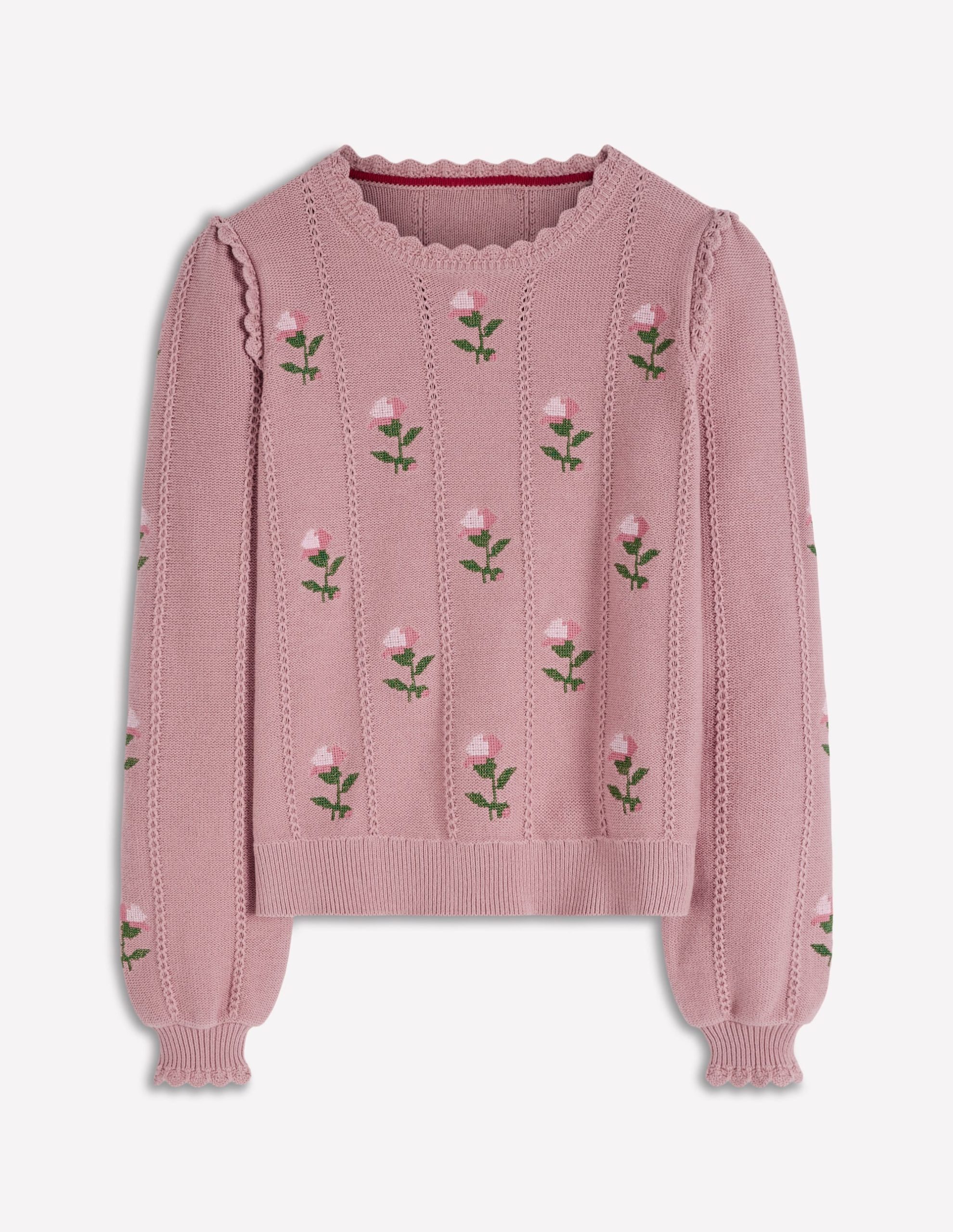 Valeria Crochet Trim Jumper-Rose Pink. Embroidery - Image 5
