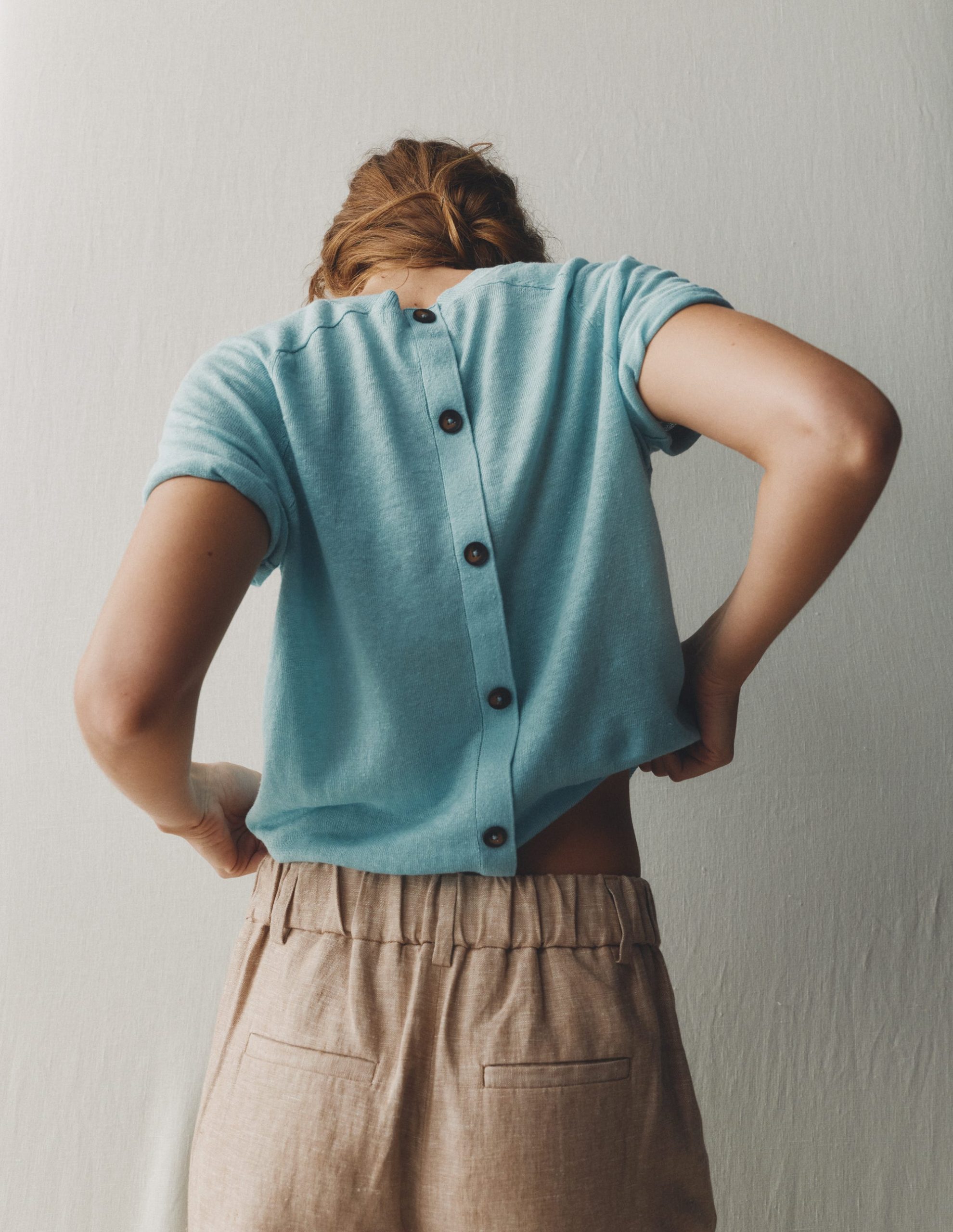 Agnes Linen Button T-Shirt-Seamist Blue - Image 8