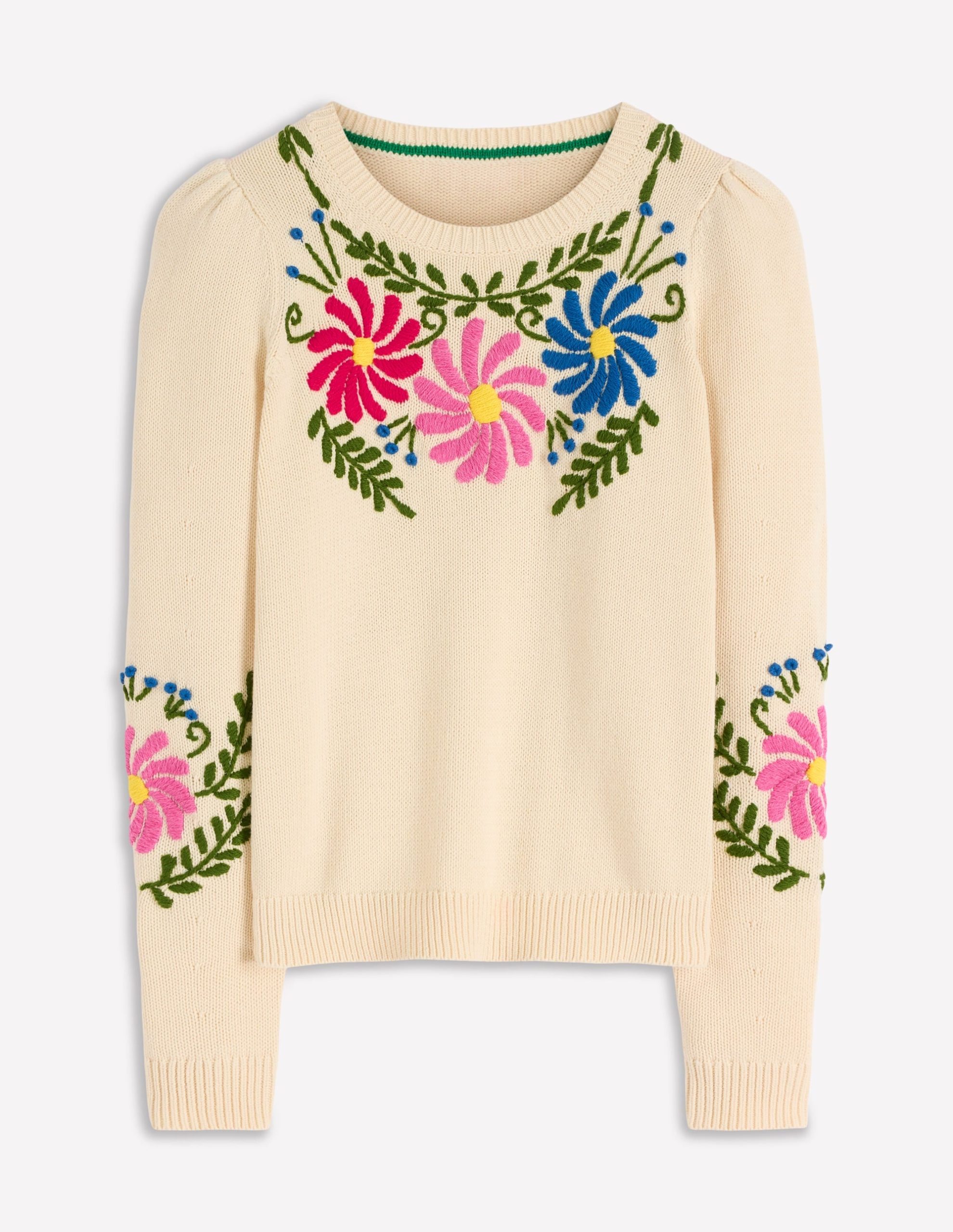 Davina Puff Sleeve Sweater-Ivory Embroidery - Image 5