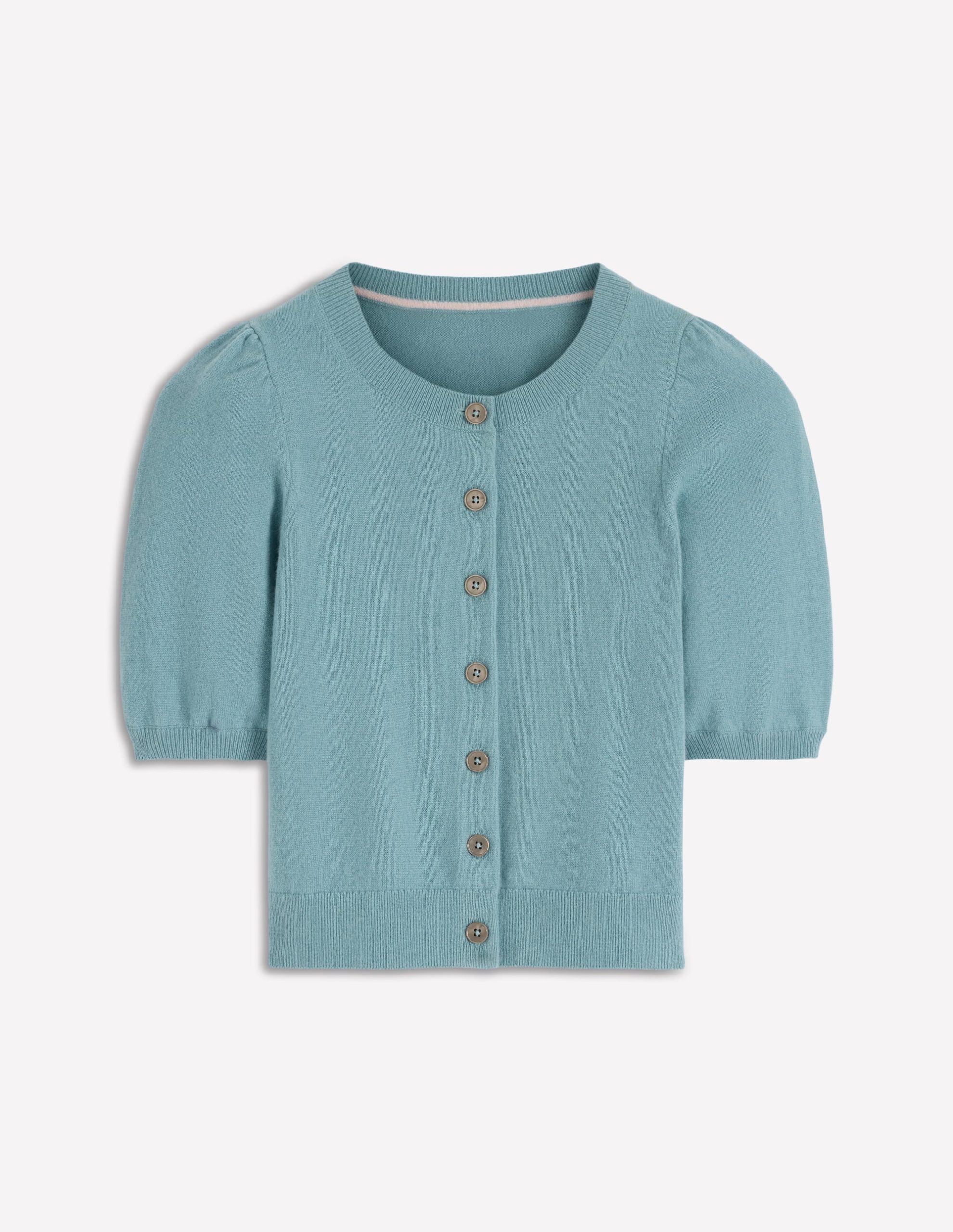 Cropped Cashmere Cardigan-Misty Blue - Image 6