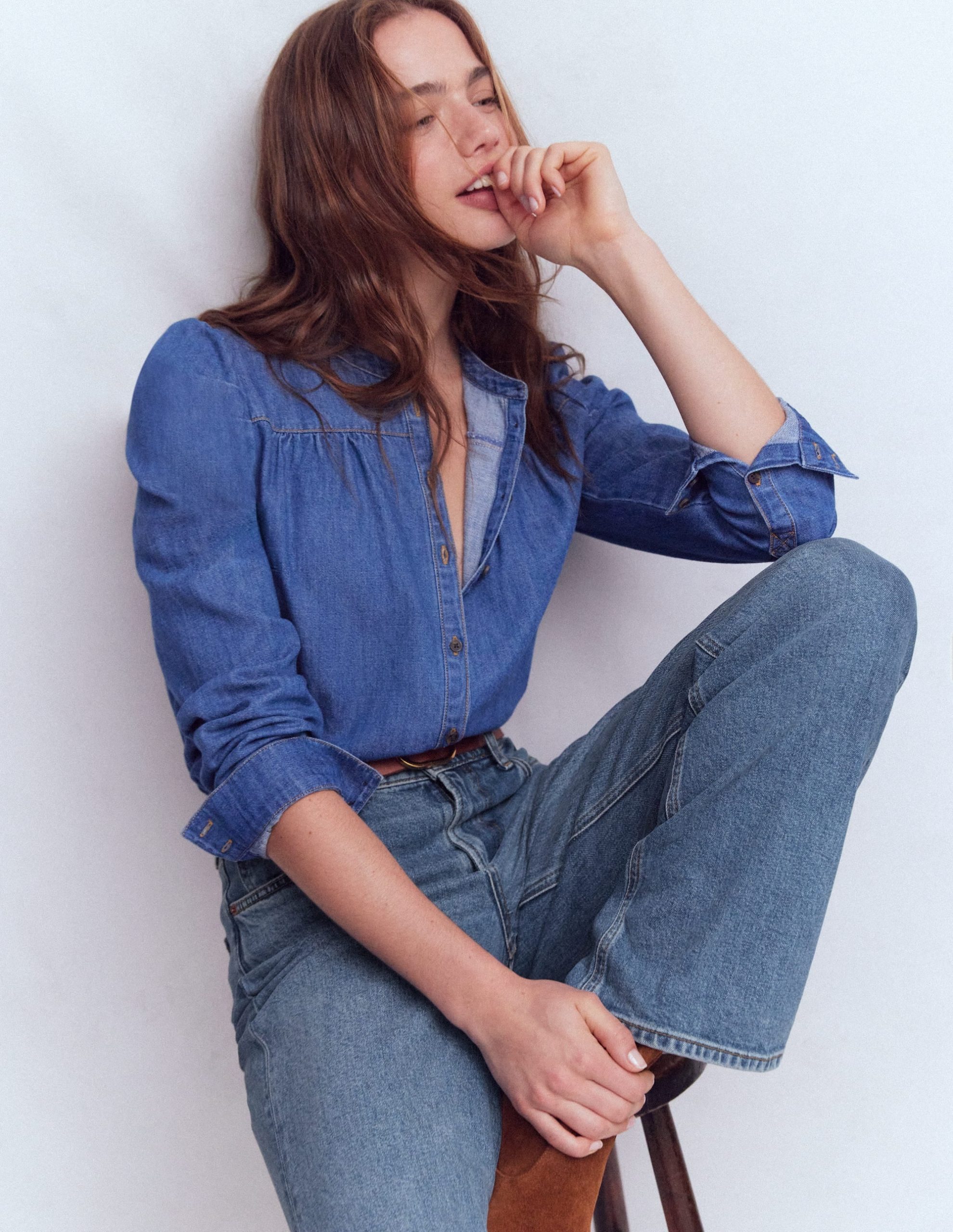 High Rise Column Leg Jeans-Mid Vintage