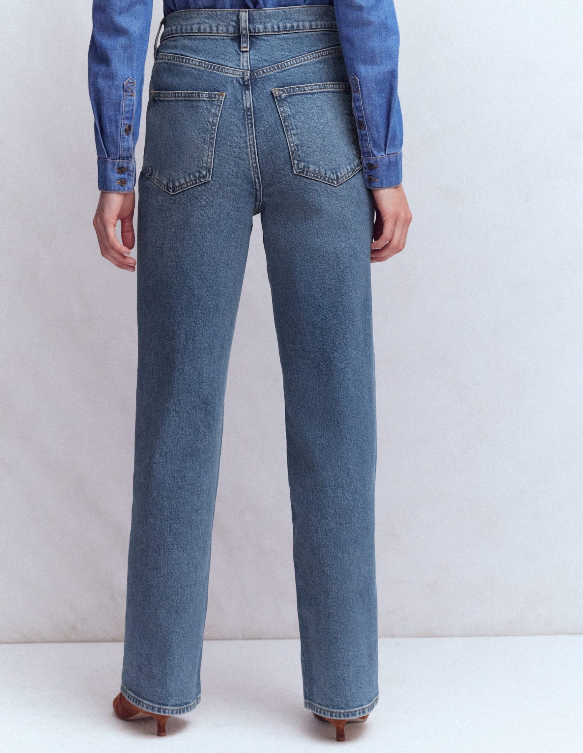 High Rise Column Leg Jeans-Mid Vintage - Image 3