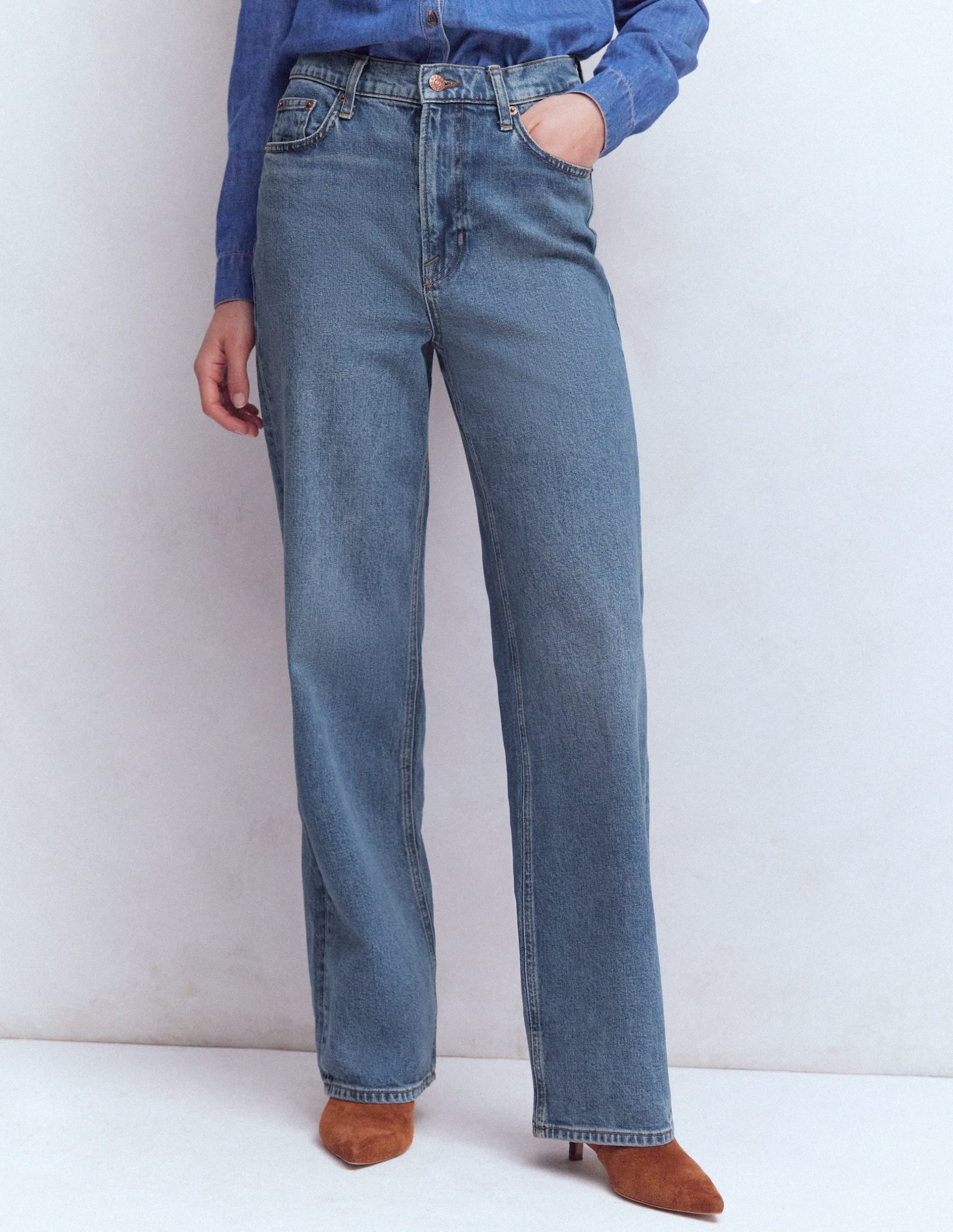 High Rise Column Leg Jeans-Mid Vintage - Image 4