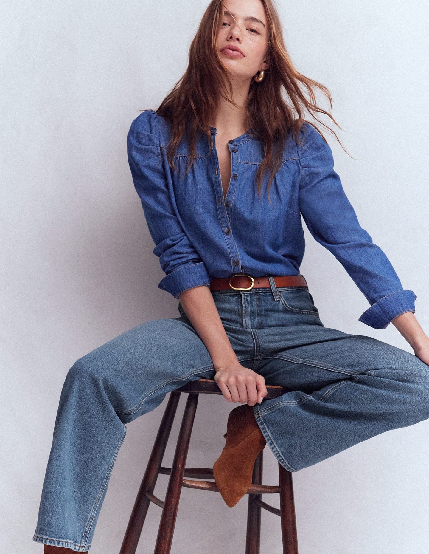 High Rise Column Leg Jeans-Mid Vintage - Image 5