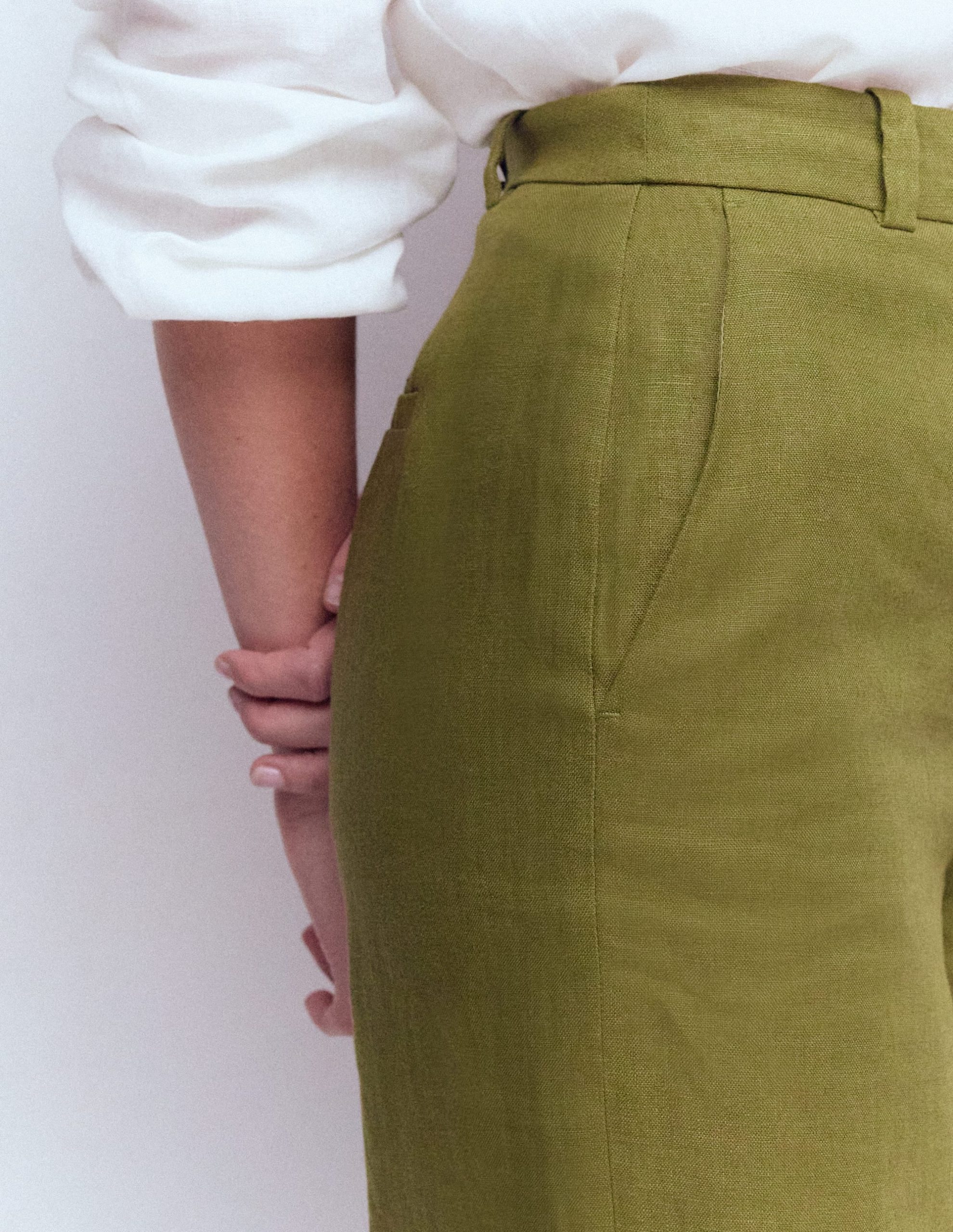 Belgravia Linen Pants-Olive Green - Image 2