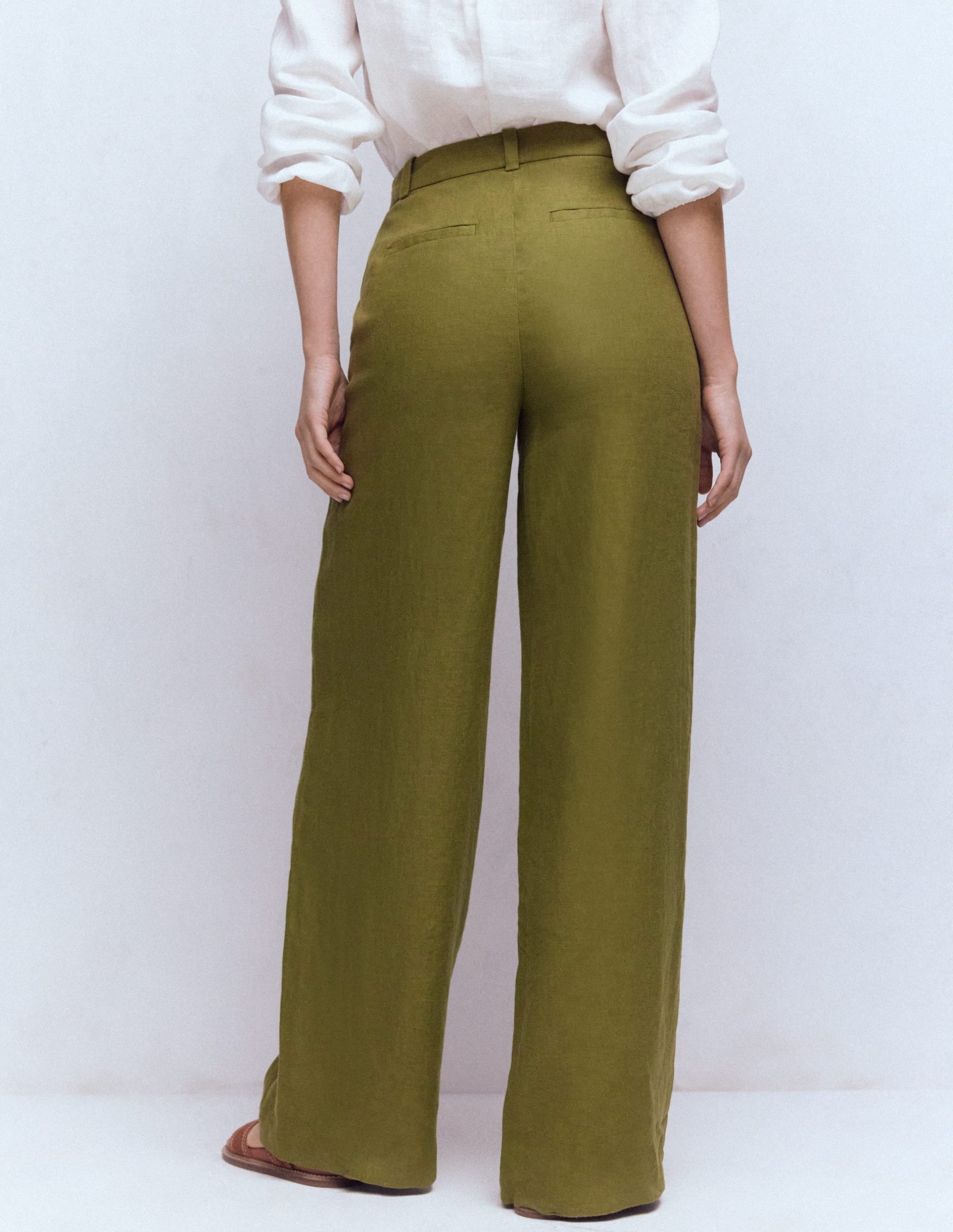 Belgravia Linen Pants-Olive Green - Image 3