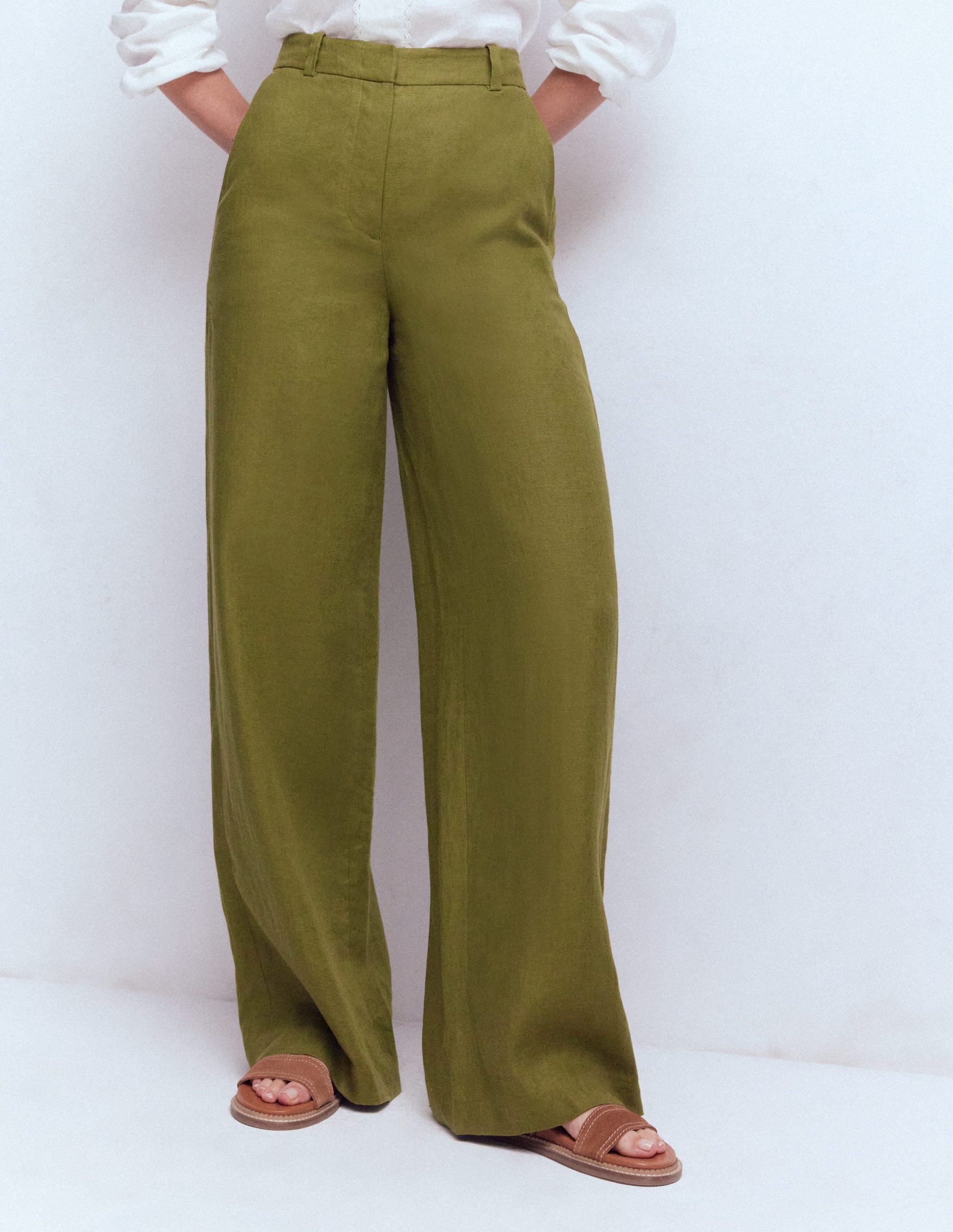 Belgravia Linen Pants-Olive Green - Image 4