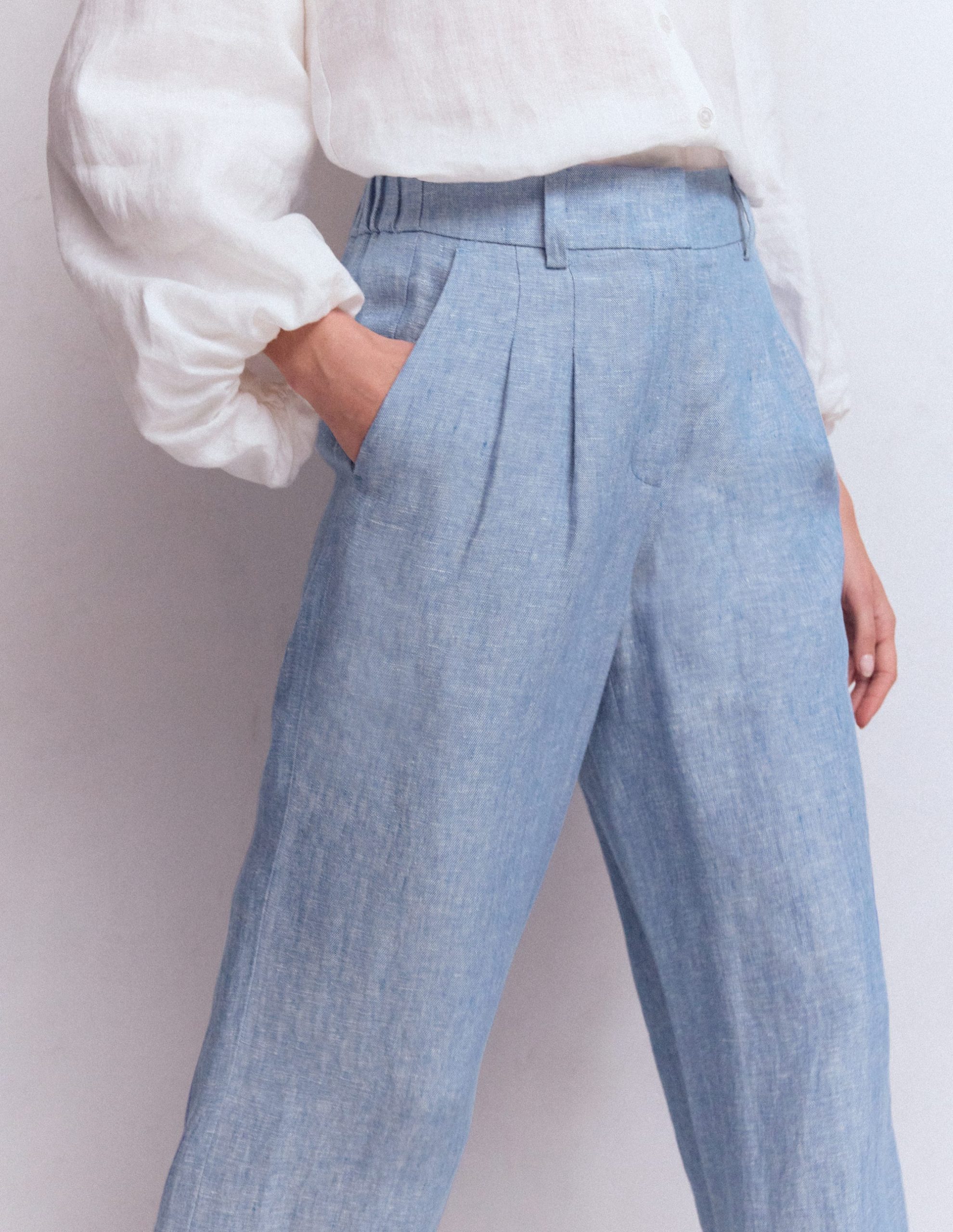 Kensington Linen Pants-Blue Chambray - Image 2