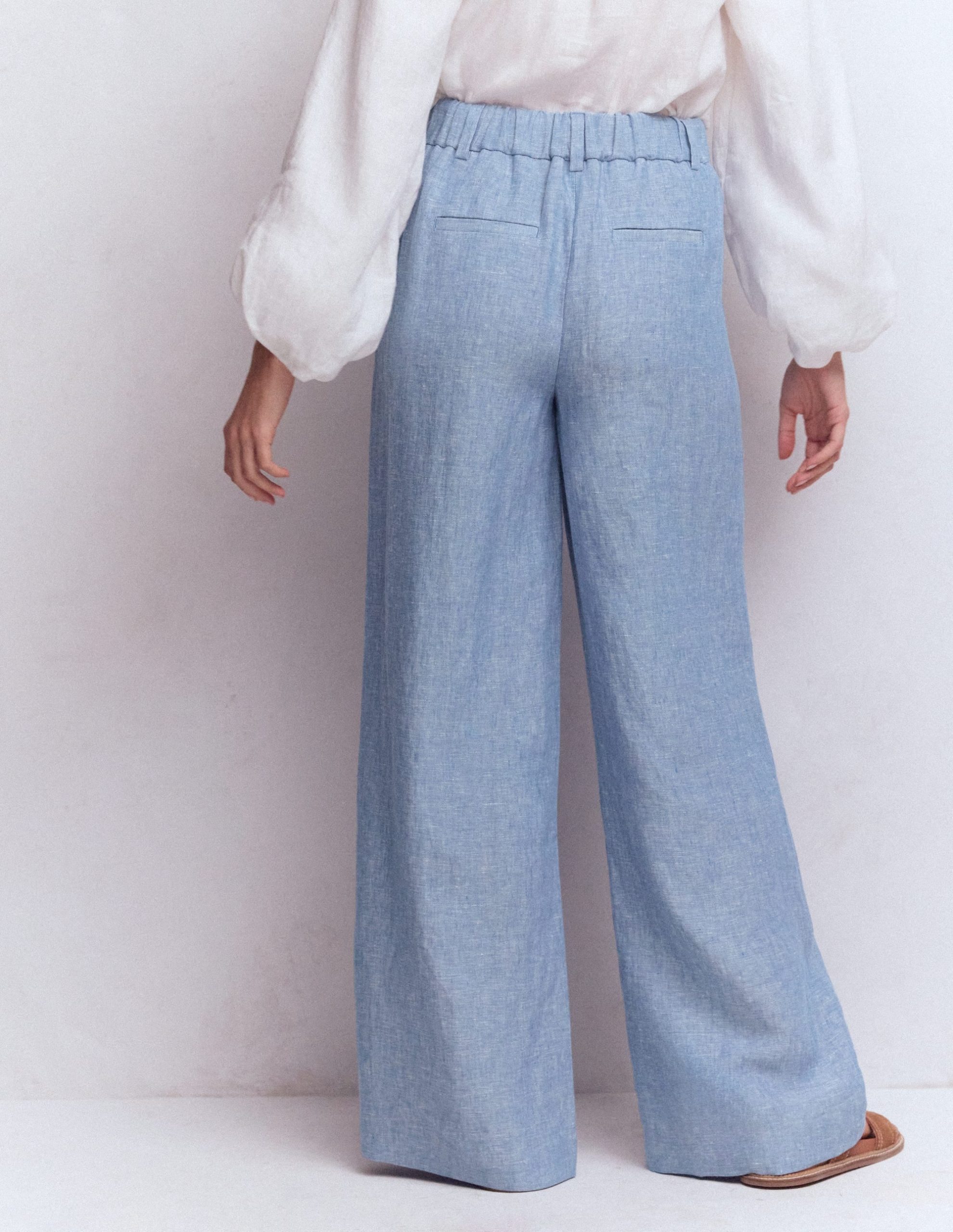 Kensington Linen Pants-Blue Chambray - Image 3